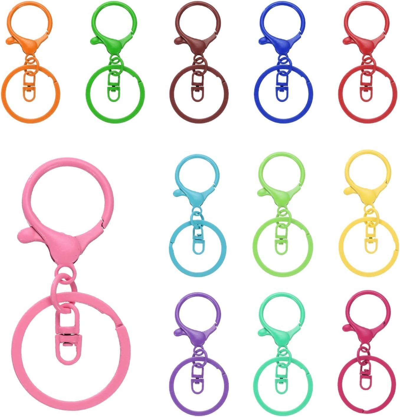 20Pcs Colorful Lobster Claw Clasps,Metal Swivel Lanyard Snap Hook,Lobster Claw Clasps with Key Ring for Craft Bags Jewelry Making image number 5