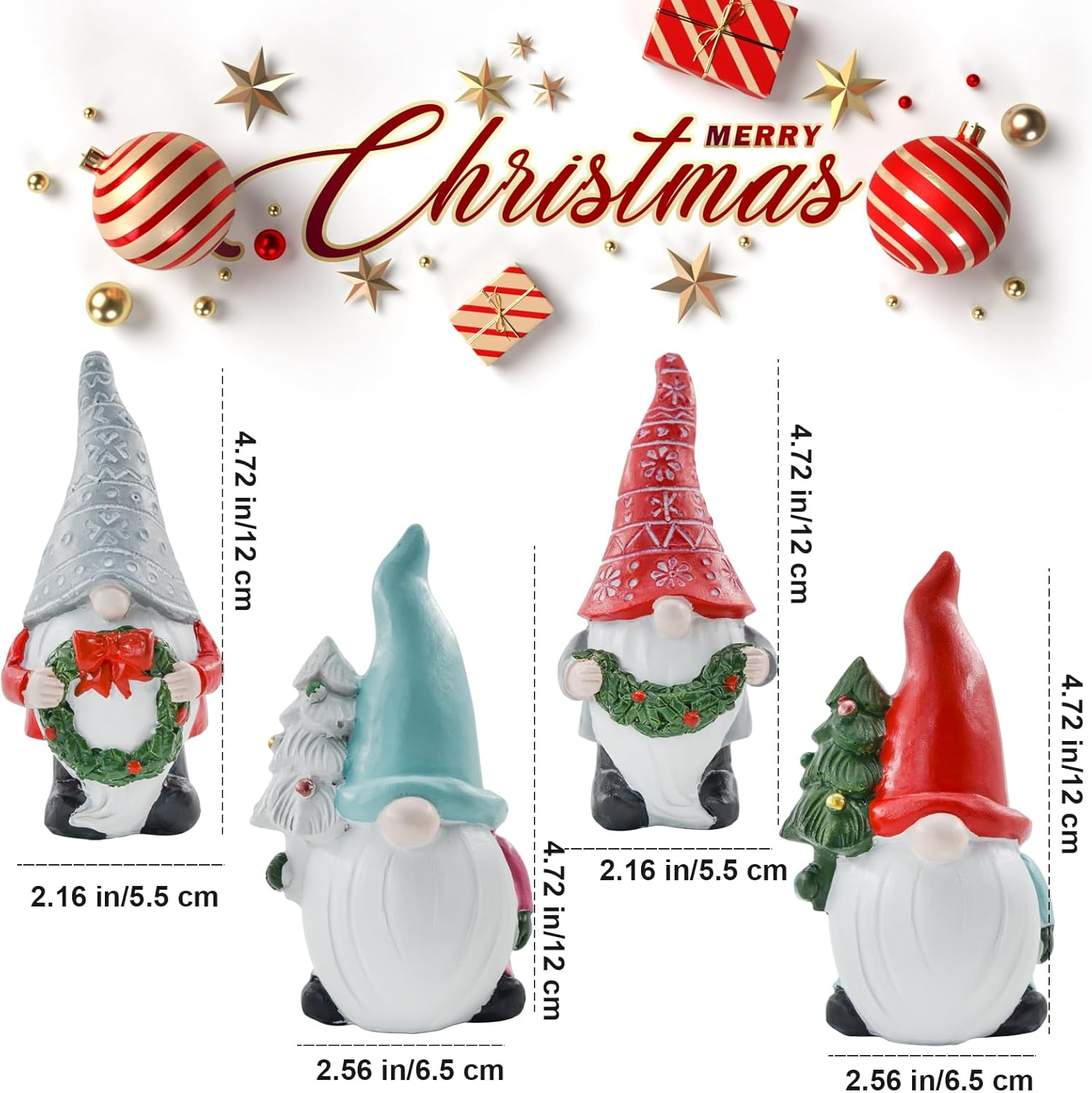 Mrmrkura 4Pcs Miniature Gnomes Fairy Resin Statues Mini Dwarf Figurine, Garden Gnomes Christmas Decorations Micro Landscape Ornaments for Outdoor Indoor Patio Yard Lawn image number 2