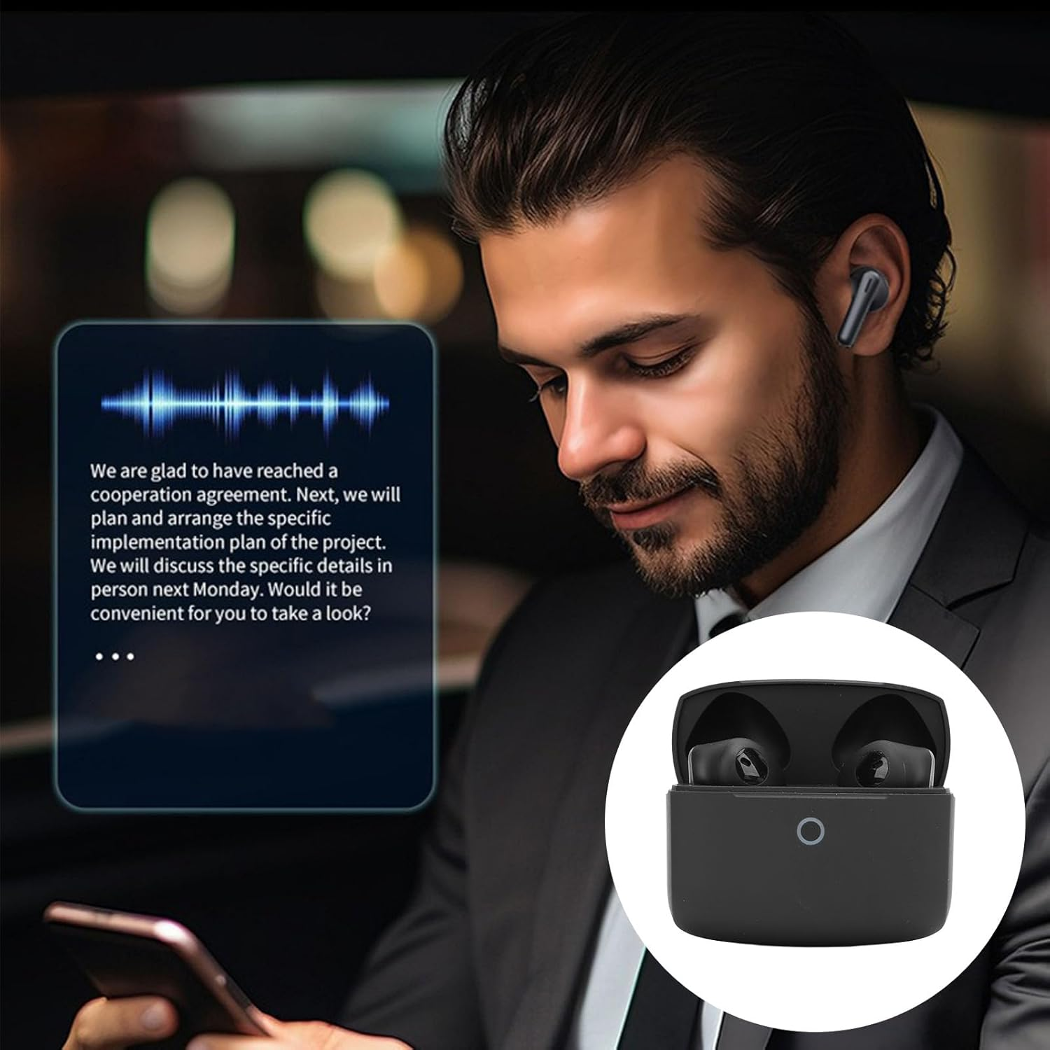 Eosnow Language Translator Earbuds,3 Translation Modes Voice Translator Earbuds,Real Time Voice Broadcasting 144 Languages Translation,For Lectures Transnational Conference image number 2