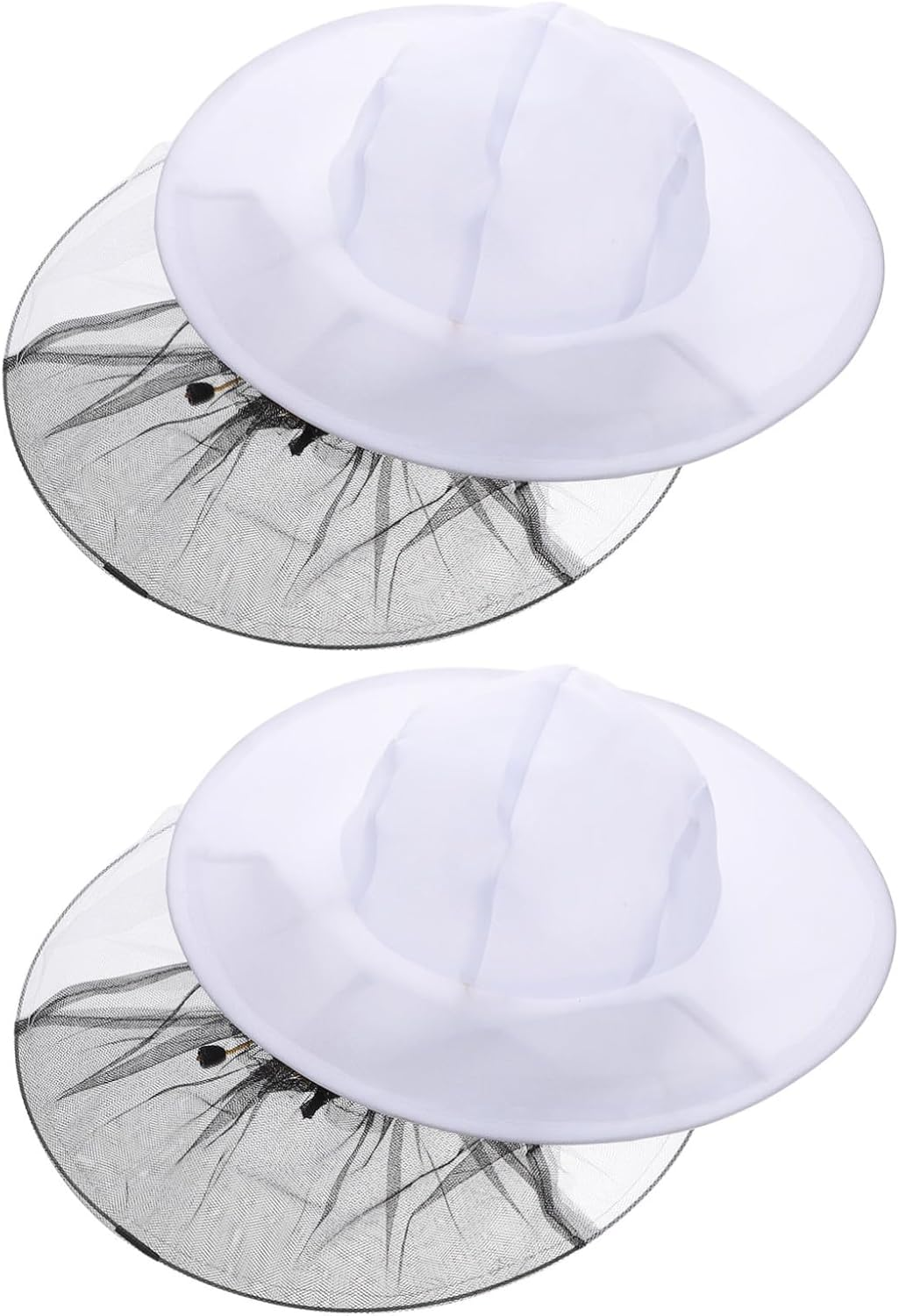 2Pcs White Beekeeper Hat with Fine Mesh Veil Protection Elasticated Neck Outdoor Bee Keeping Supplies for Fishing Hiking Camping image number 3