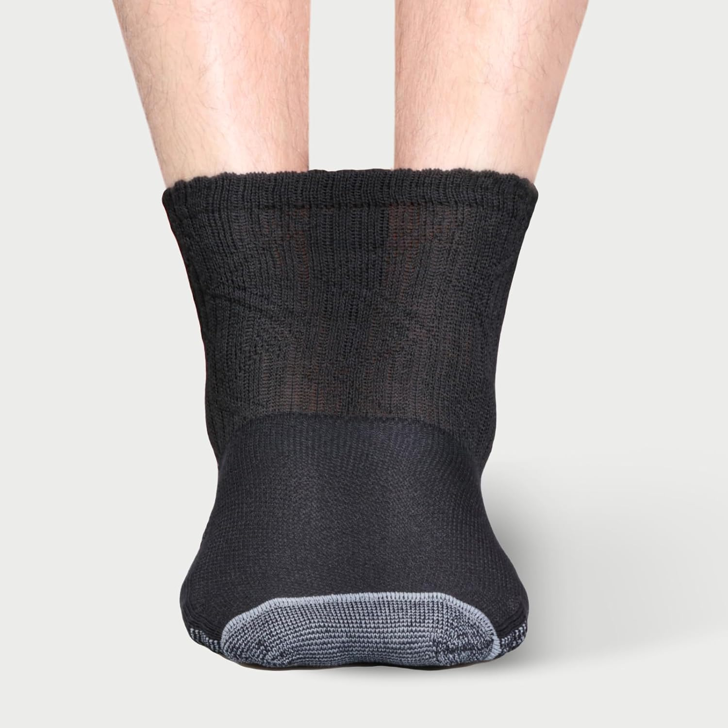 YUEDGE Diabetic Socks for Men Bamboo Comfort Sole Elastic Free Loose Black Non-Binding Socks for Men 9-11, 5 Pairs image number 3