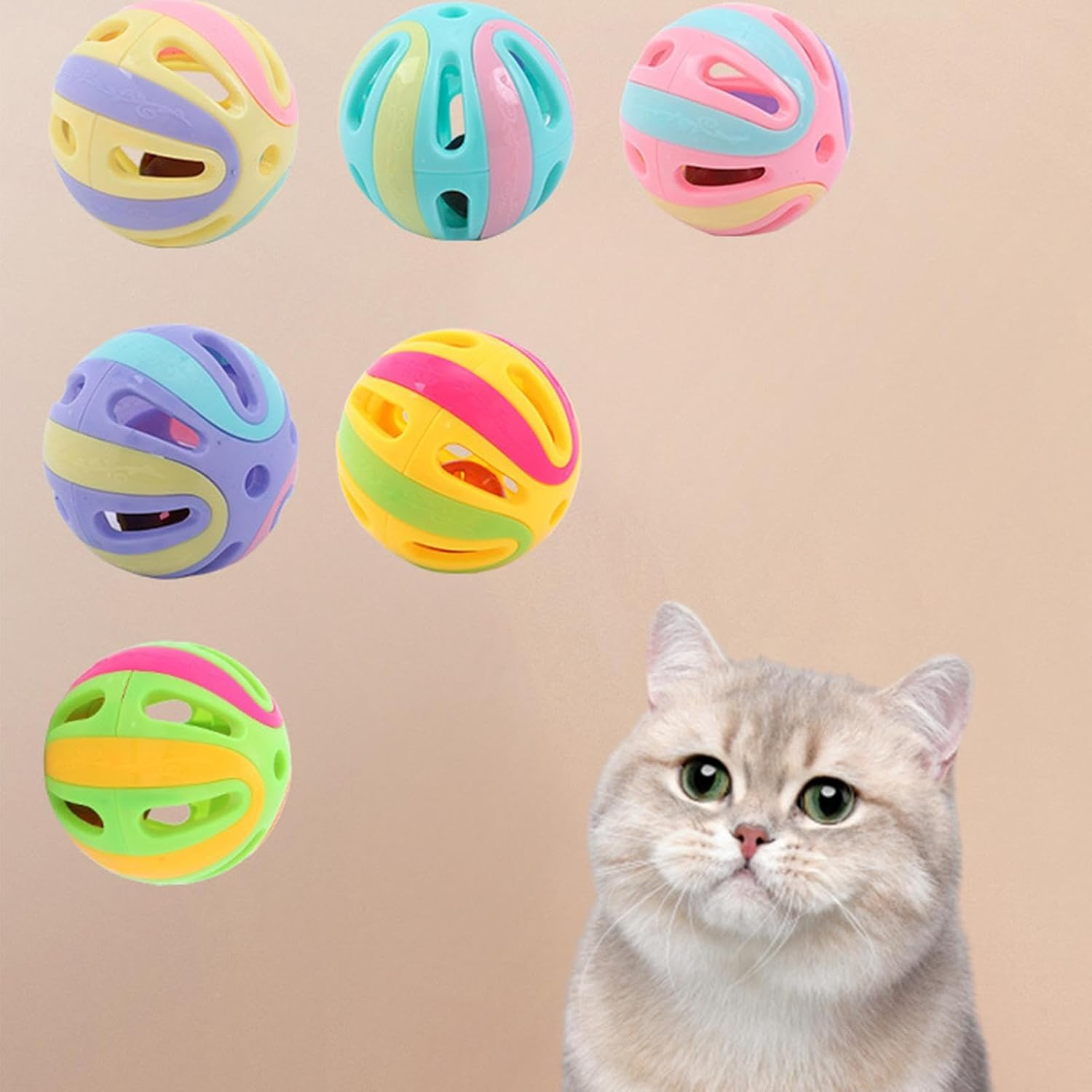 Jingle Bell Cat Toy - Interactive Cat Toy Bell Toy,Interactive Cat Toy Bell Toy for Indoor, Hollow Jingle Balls for Small Large Cats Pets Dogs Zalhin image number 3
