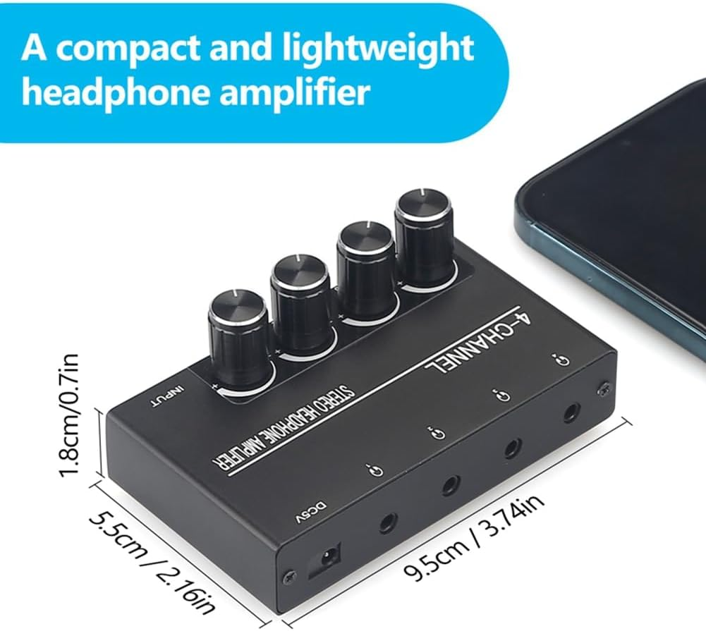 4 Channel Stereo Audio Amp Audio Amplifier Headphone Splitter with 4 3.5MM Headphone Output and 3.5MM Audio Input image number 5