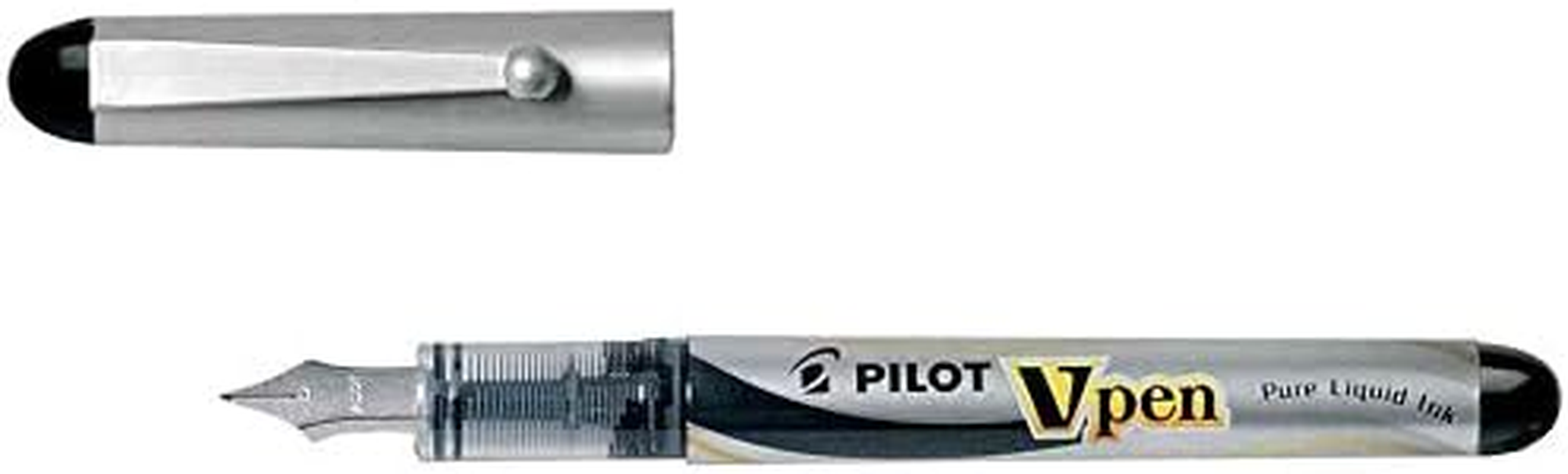 Pilot Vpen Silver Barrel Disposable Fountain Pen, Blue