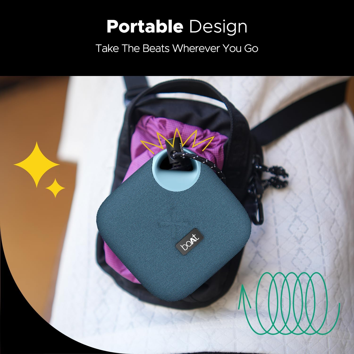 Boat Stone 193 Pro / Stone190 Pro with 5W Signature Sound, up to 12Hrs of Playtime, TWS Feature, Built-In Mic, Bluetooth V5.3, AUX Port, TF Card, IPX6 & Type-C Bluetooth Speaker (Tropical Blue) image number 4