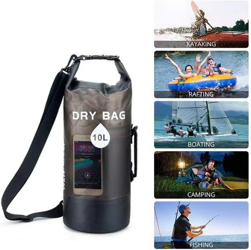 Azragon IPX6 Waterproof Dry Bag, 10L, Roll Top, Detachable Shoulder Strap for Kayaking, Rafting, Boating,Beach, Hiking, Camping and Fishing,Outdooers Sports. image number 5