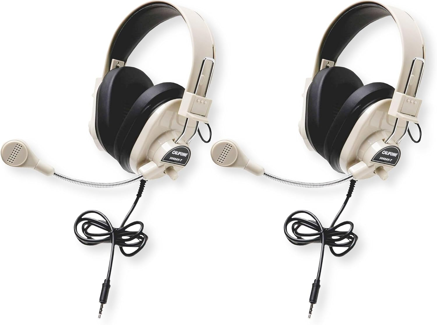 3066AVTCT Pack of 2 Deluxe Over-Ear Stereo Headset, Noise-Reducing, Gooseneck Microphone, 3.5Mm Plug, Adjustable Headband, Replaceable Cushions, Multimedia, 2 Layered 6Ft Chew Resistant Cord