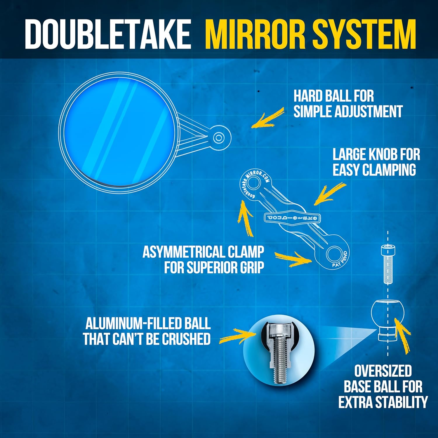 Doubletake Dualsport Mirror Kit 2.0, Universal Fit Folding Motorcycle Mirrors, Guaranteed for Life. image number 4