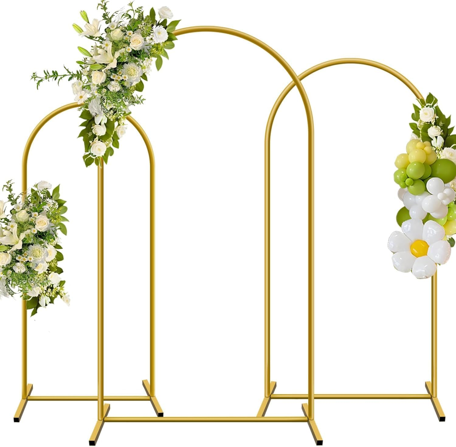 Metal Arch Backdrop Stand, 3 Balloon Arch Backdrop 7.2FT 6.6FT 6FT, Stable Arched Background Stand for Parties, Birthdays, Baby Showers, Bridal, Banquets, Ceremonies image number 4