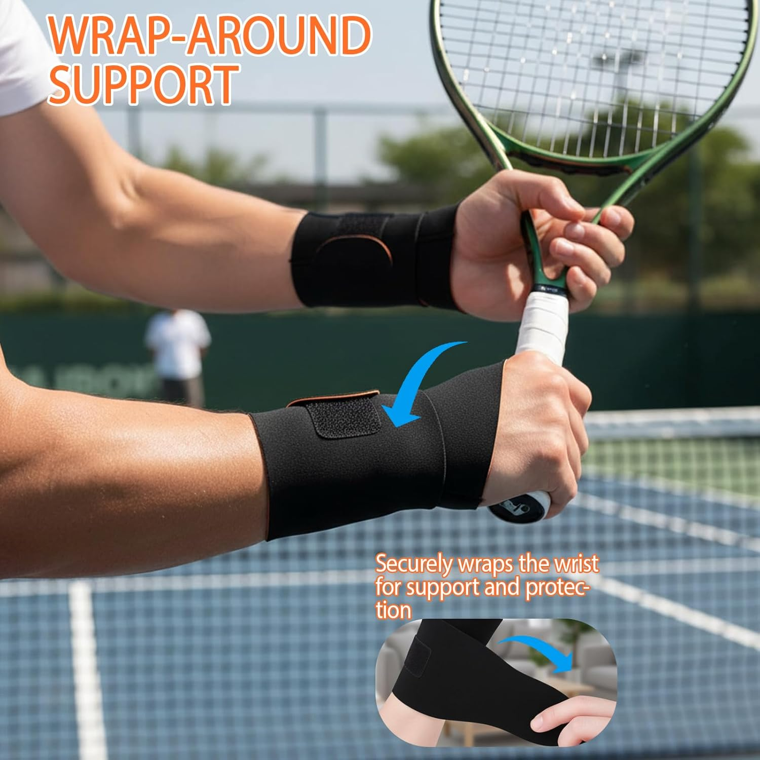 2 Pack Ulnar Wrist Brace for TFCC Tear, Carpal Tunnel, Arthritis Pain Relief, Thin Design for Fitness, Sports & Daily Use, Black, 36X8Cm image number 4