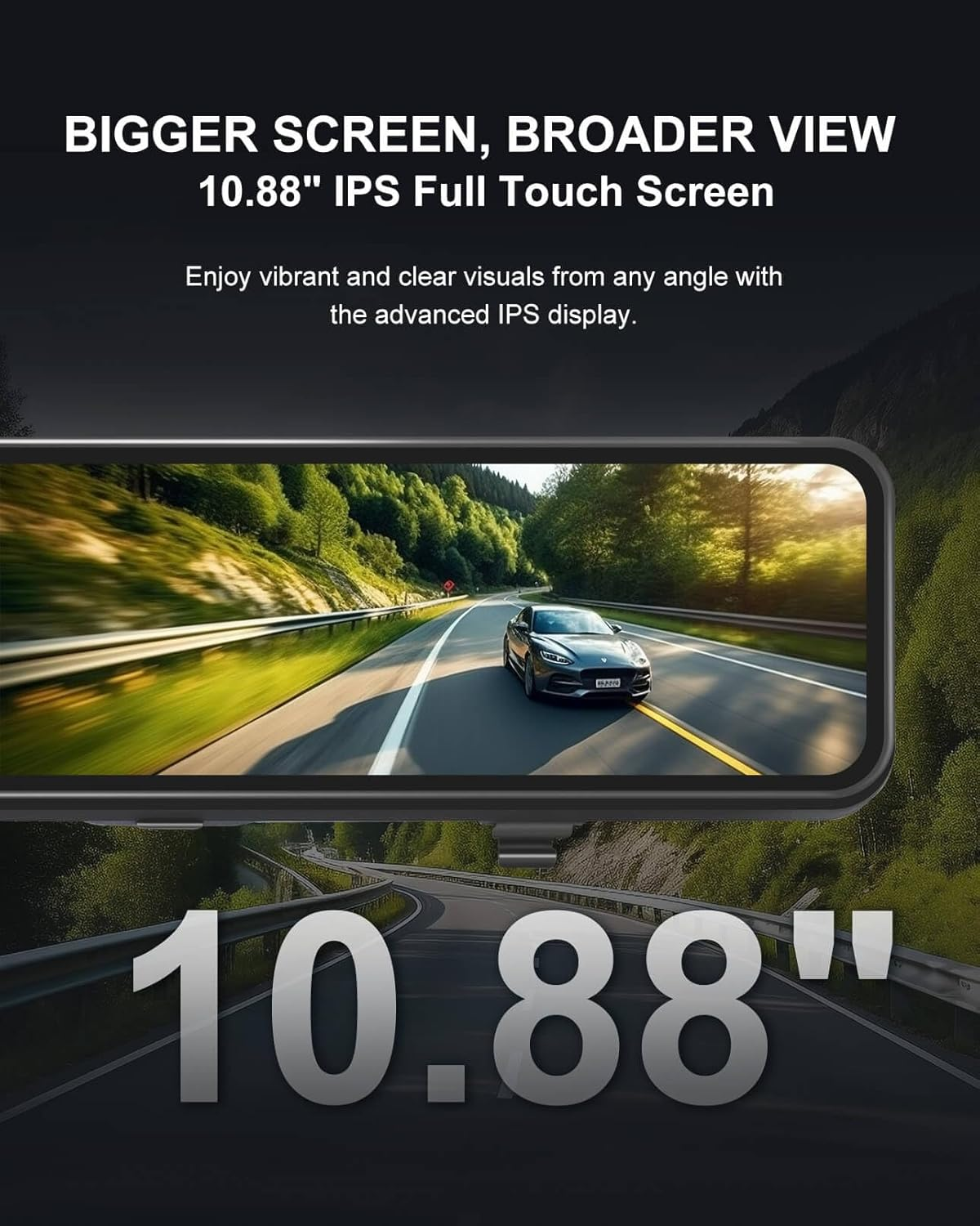 4K 3 Channel Mirror Dash Cam, 11" Triple Rear View Mirror Dash Camera Front inside Rear with WDR G-Sensor Parking Assistance, with 64GB Card, Waterproof Backup Camera for Car RV by STONVUE image number 4