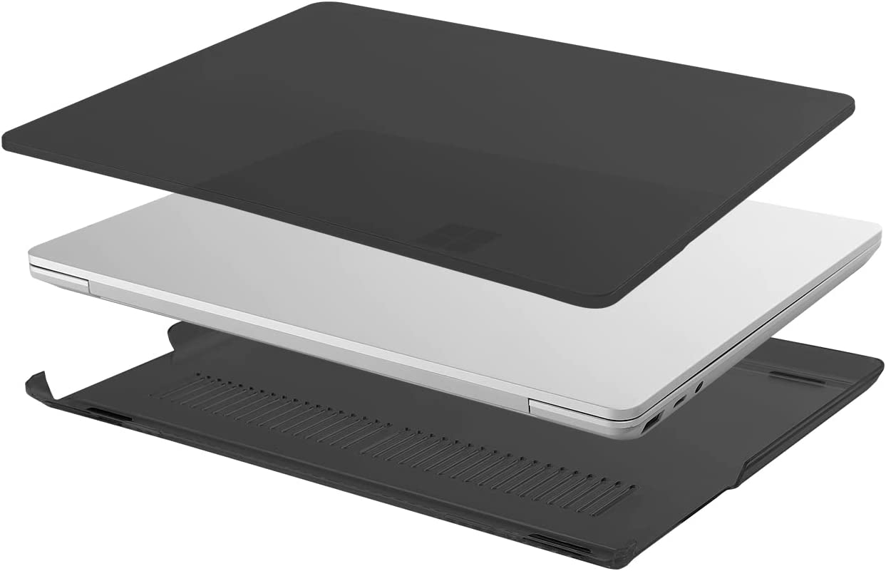MOSISO Case Only Compatible with Microsoft Surface Laptop Go 3/2/1 12.4 Inch 2023-2020 Release (Models: 2013 & 1943), Protective Plastic Hard Shell Case Cover, Black