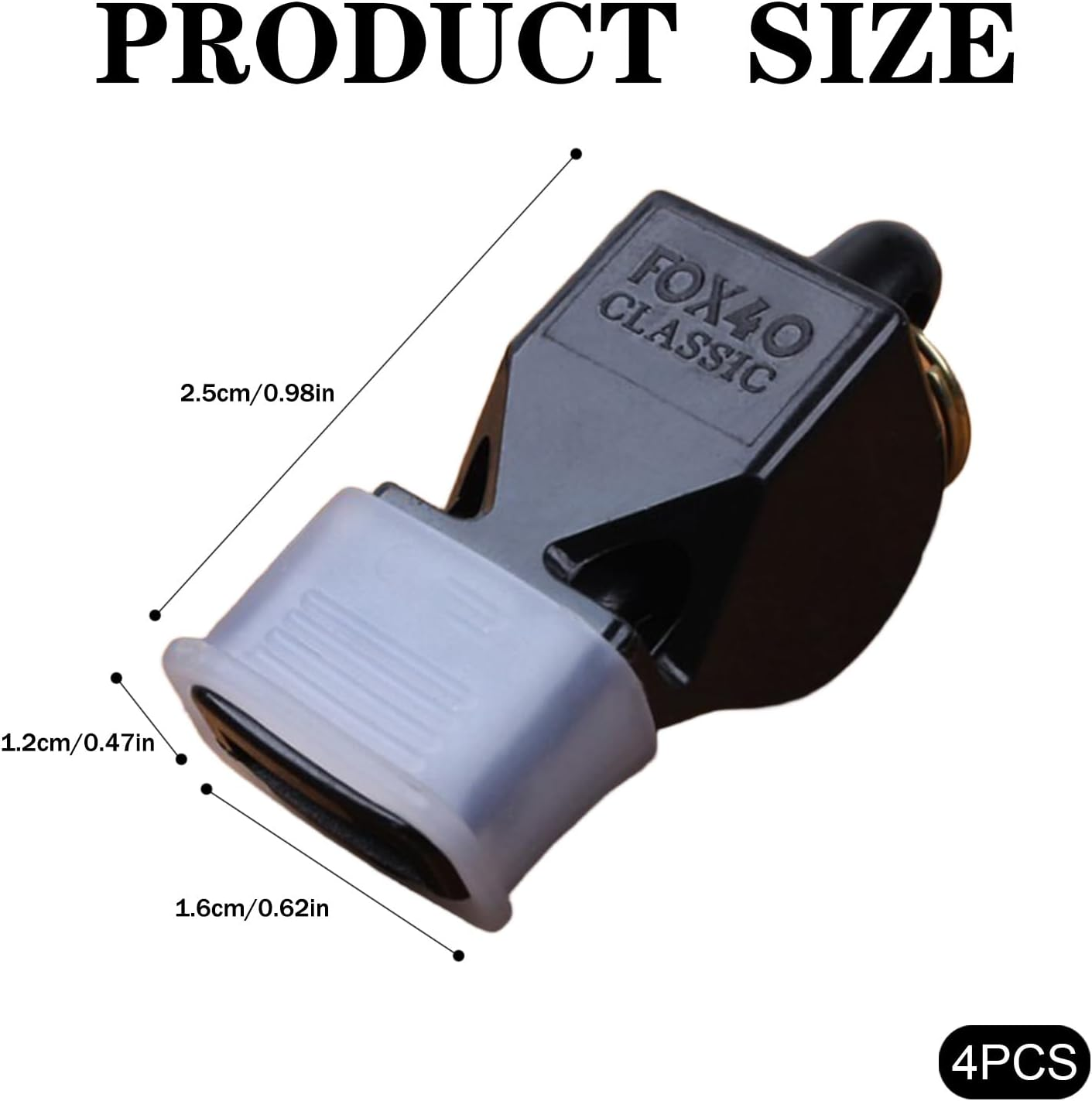 4Pcs Soccer Referee Whistle, Non-Nuclear Coach Whistle, Sports Whistle Coach Special, Fox Whistle Special Silicone Teeth Guard (Black) image number 4