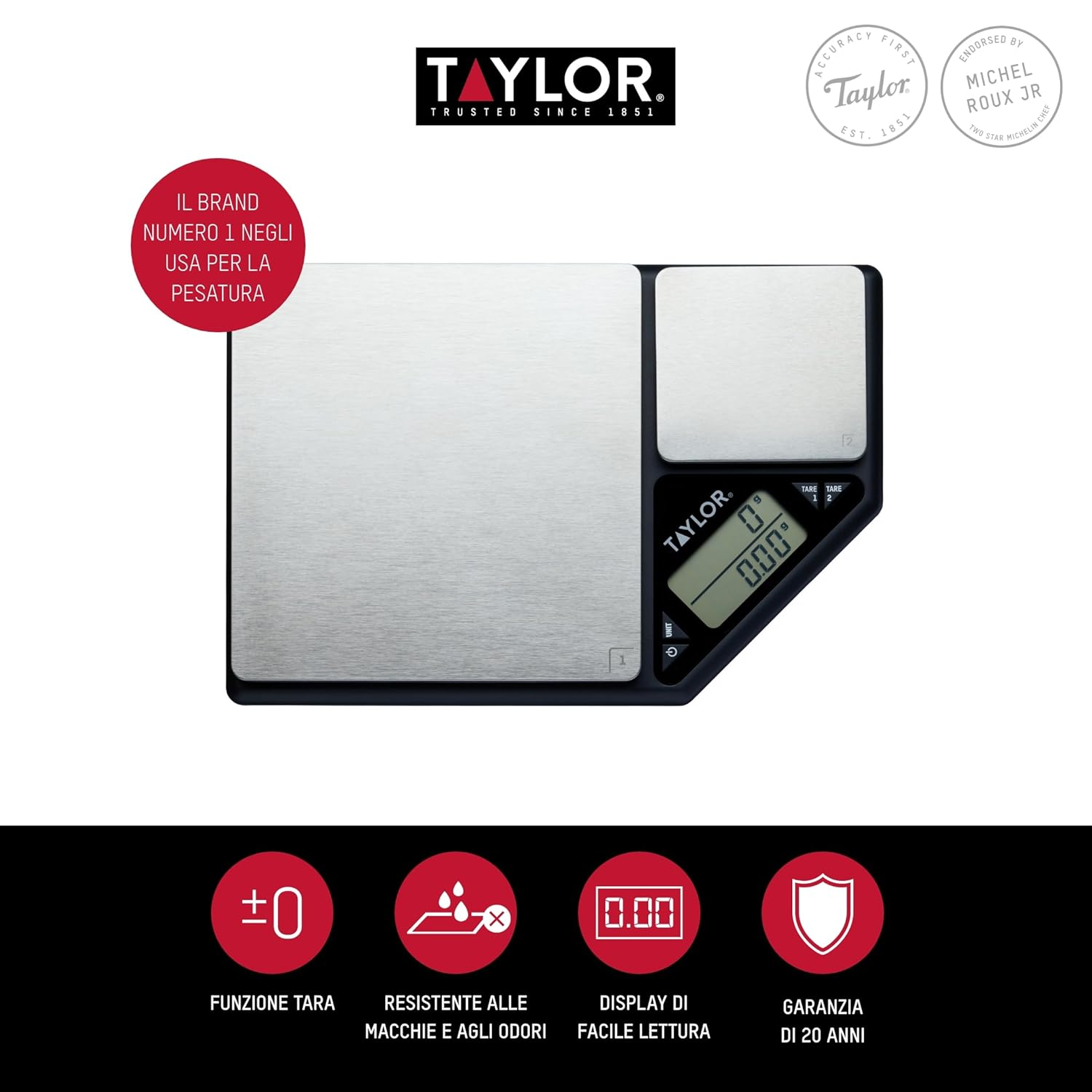 Taylor Dual Platform Digital Kitchen Scale, 5 Kg/500 G Capacity image number 4