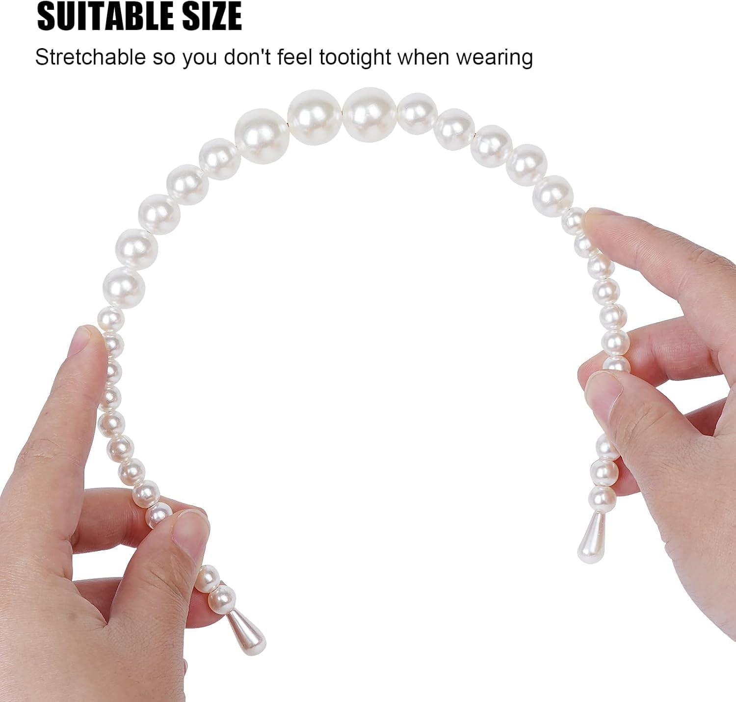 4 Pack Pearls Fashion Headbands Artificial Pearl Rhinestones Hairbands,Bridal Hair Hoop Party Wedding Hair Accessories for Women Girls image number 5