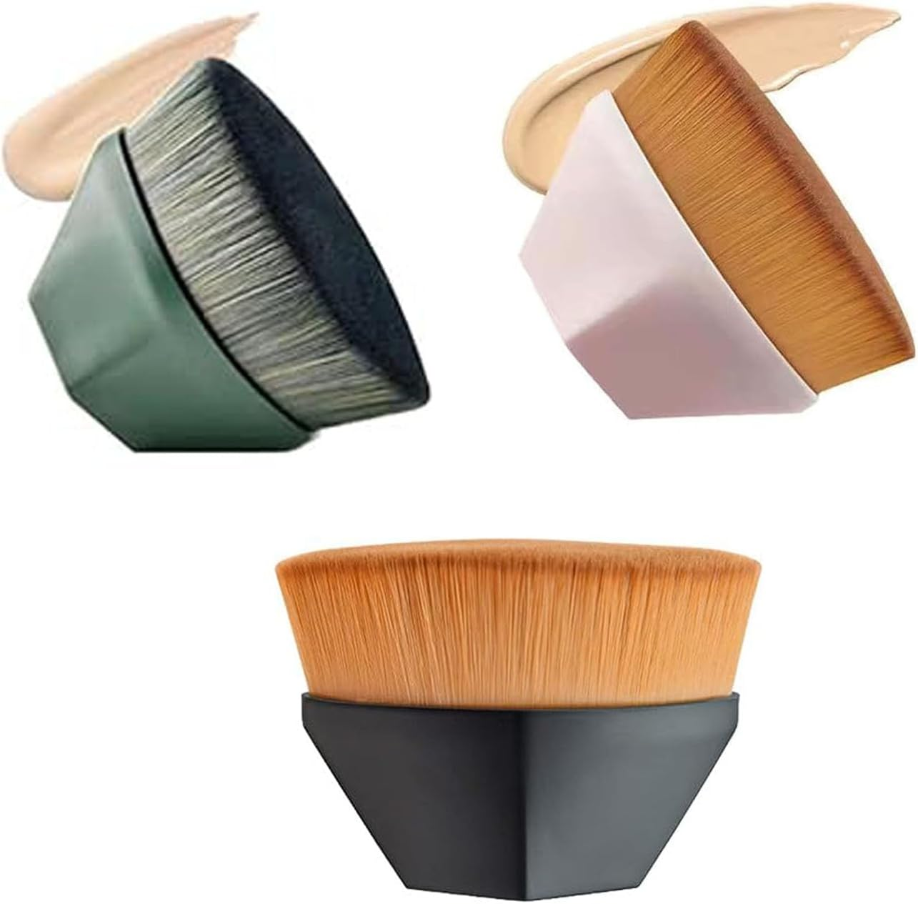 Face Makeup Brush Foundation Blush Brushes Kabuki Magic High-Density Brush Multifunctional Base Makeup Brush Tool (2Pcs,Bk+Gr)