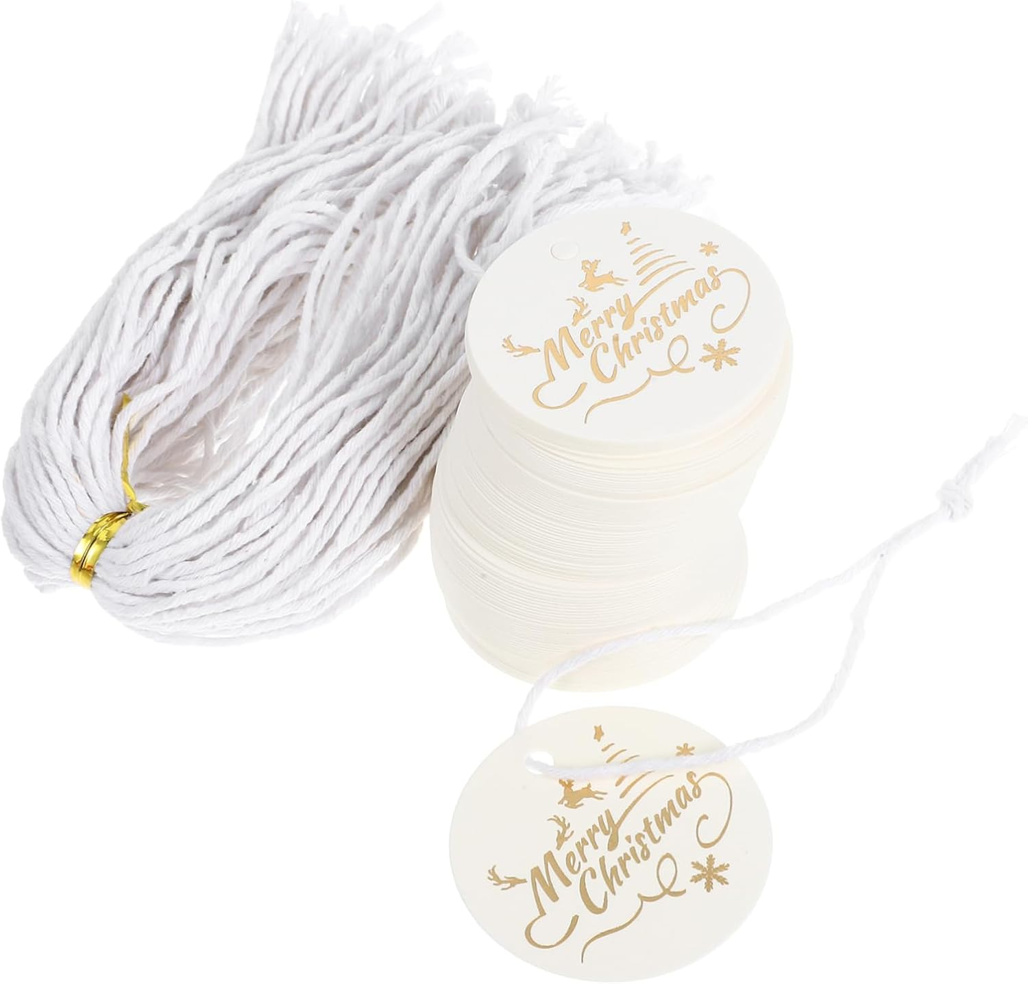 100Pcs Stamped Christmas Labels Christmas Party Tags Christmas Tags Christmas Decoration Holiday Hanging Tags Christmas Name Tags Decorative Tag Xmas Hanging Labels White Paper