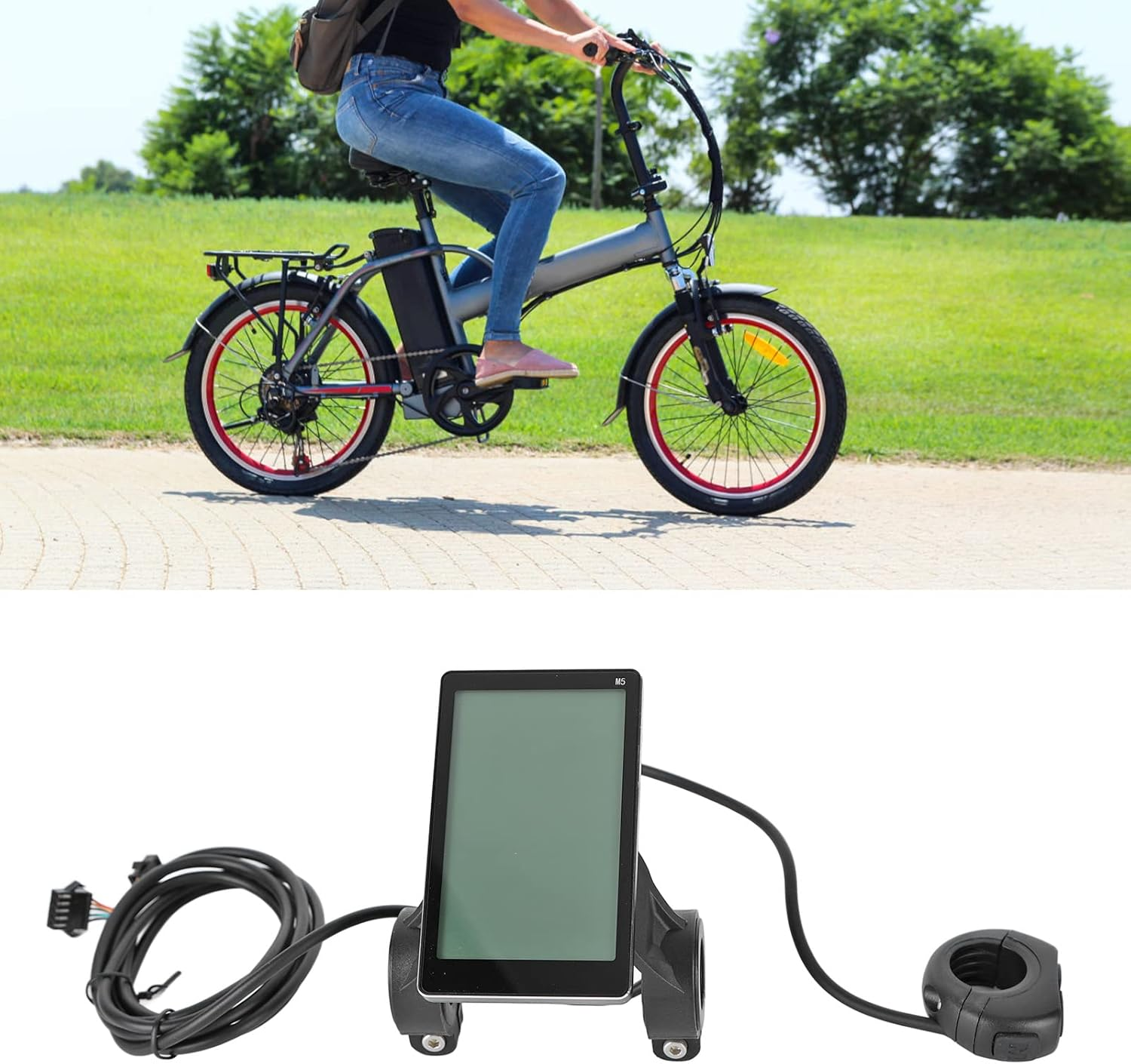 Electric Bike M5 LCD Display, 24V 36V 48V 60V 64V Universal Electric Scooter Display Panel Screen, Waterproof Portable ABS Ebike LCD Display for 31.8 22.2Mm Handlebar Ebike image number 5