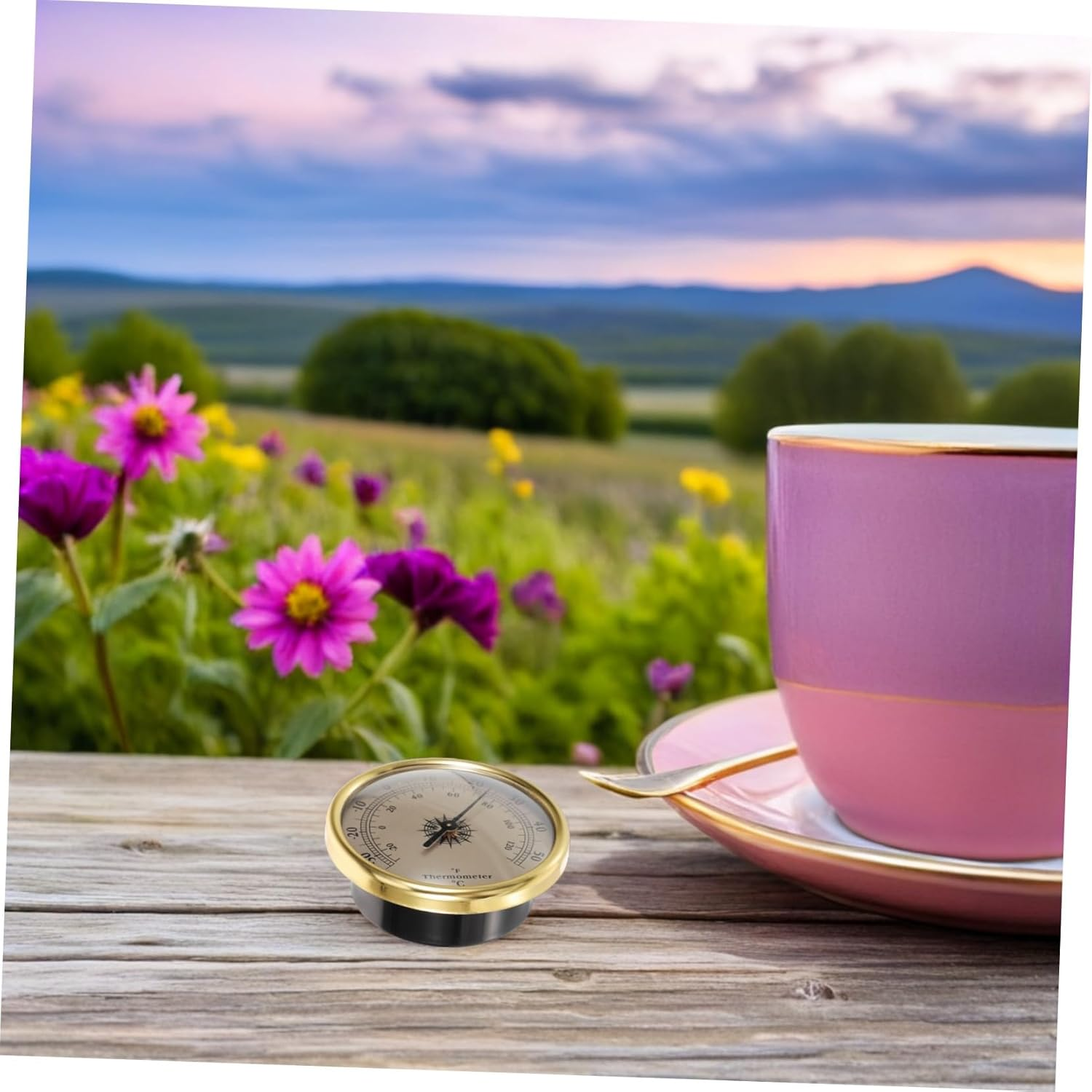 COHEALI 2Pcs round Dial Metal Thermometer for Indoor Outdoor Use Vintage Garden Temperature Gauge with Fahrenheit Display Decorative Embedded Temperature Dial for Greenhouse Tabletop Wall image number 5