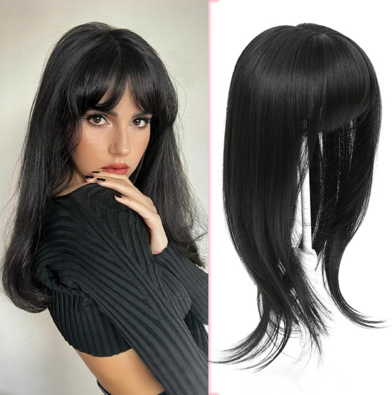 Gulagula Hair Topper 18 Inch Hair Topper with Bangs 4"&times;5" Base Hairpieces for Women with Thinning Hair
