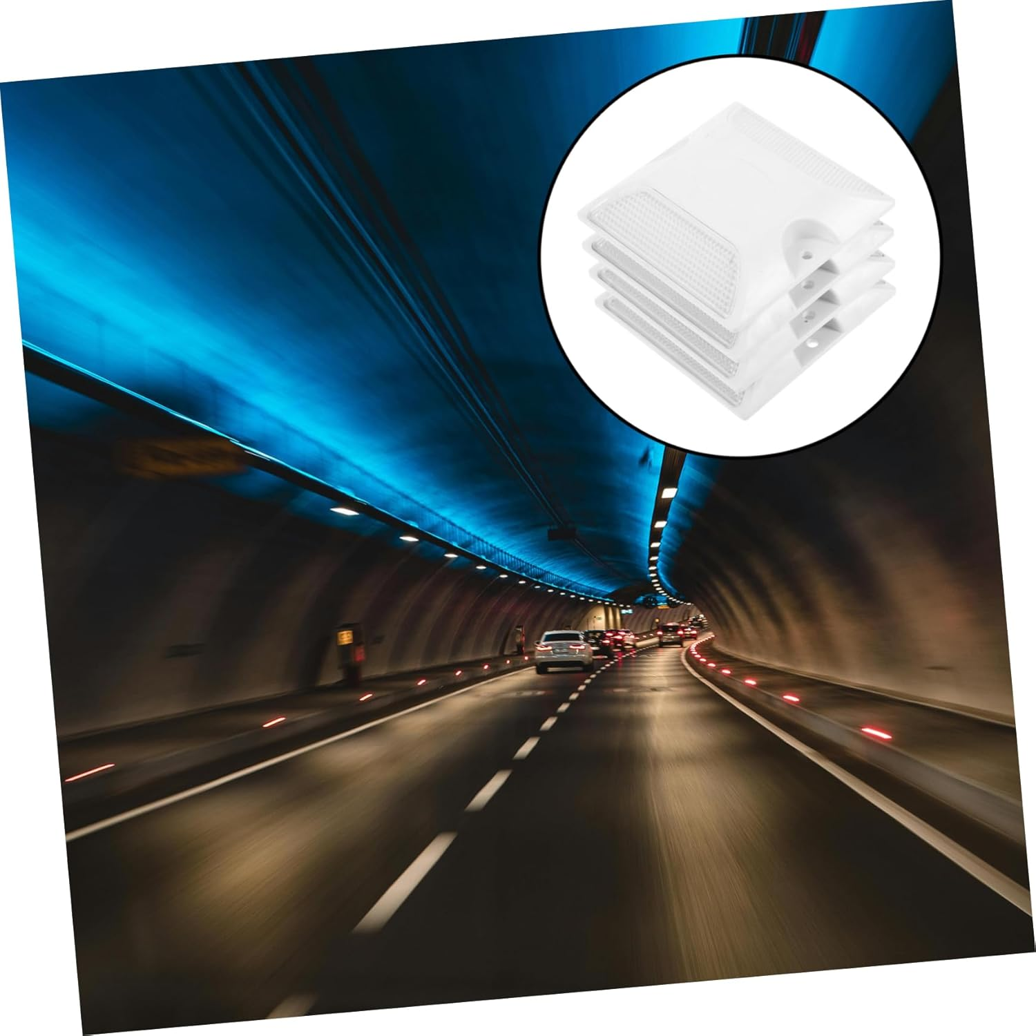 ULTECHNOVO 4 Pack White Raised Road Reflectors Emergency Driveway Markers Sturdy Abs Material Pavement Safety Sign - White image number 3