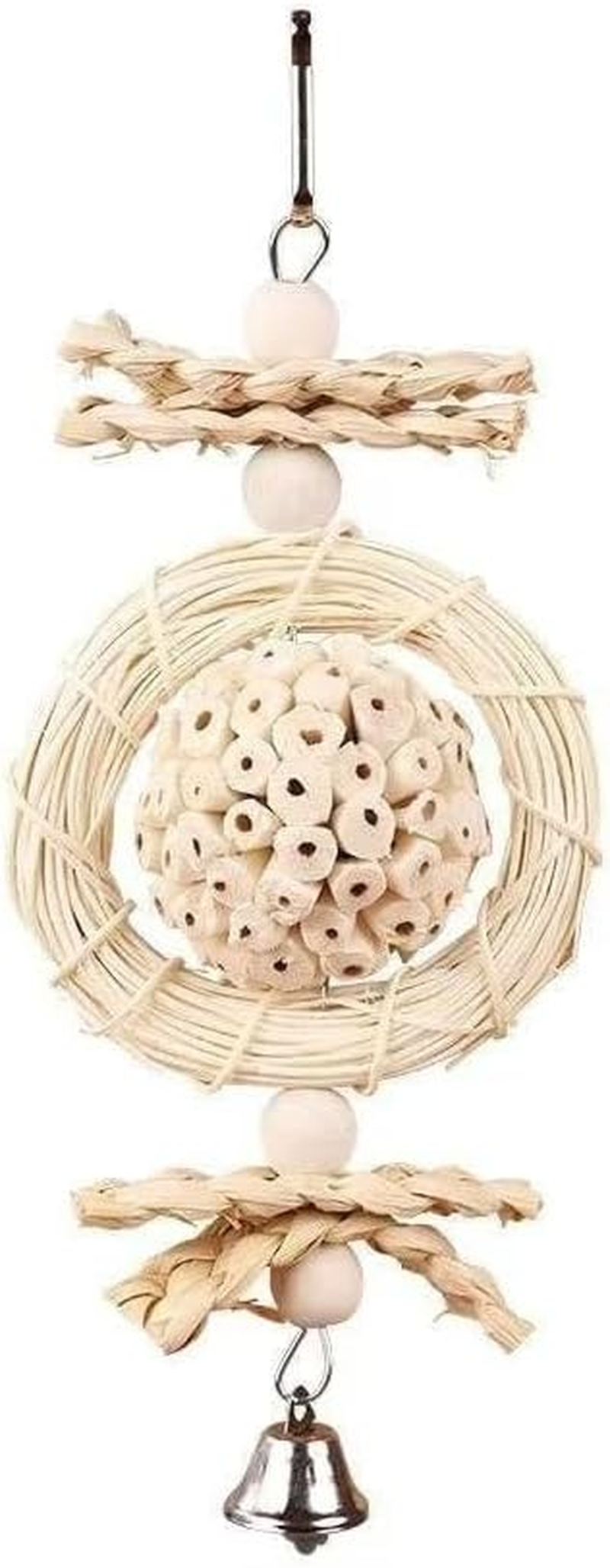 Hanging Chewing and Foraging Cage Foraging with Bell, 1Pc Bird Chewing and Foraging Toy, Parrot Cage Foraging Hanging Toy, Bird Shredding Foraging Chew Hanging Toy image number 2
