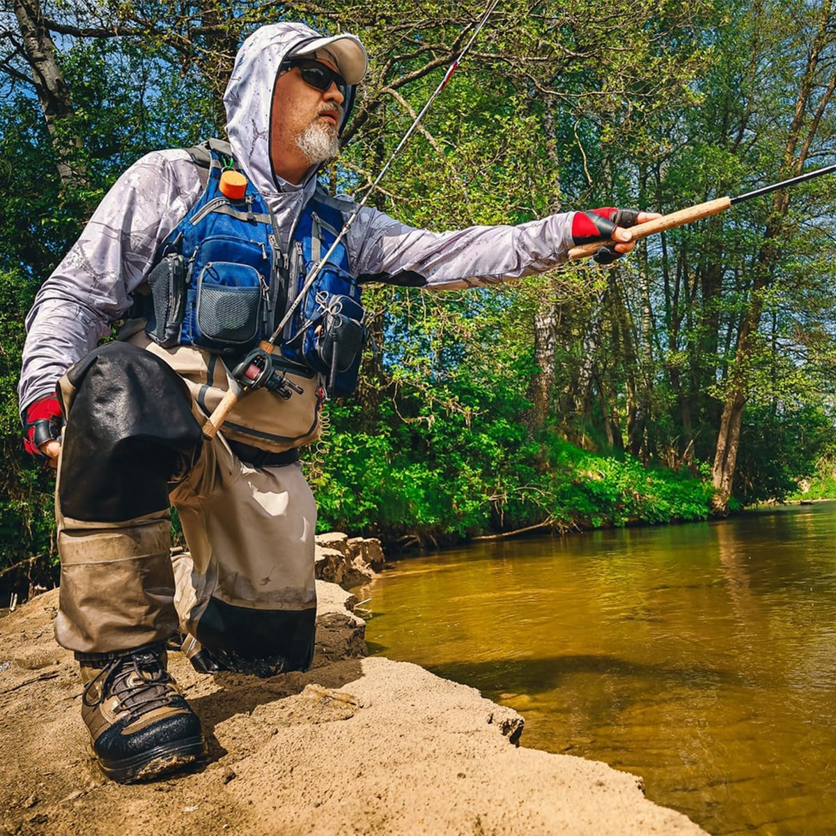 Raprance Fishing Vest for Men and Women Outdoor Activity Fly Bass Fishing Vest Backpack image number 1