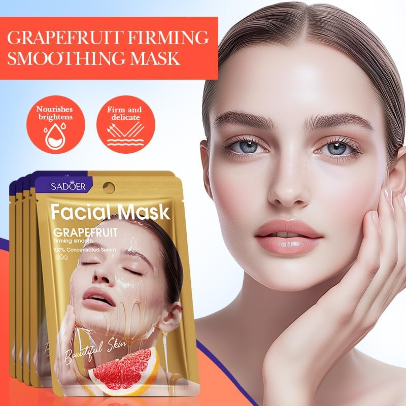 Facial Sheet Mask Set, 7 Natural Fruit Extracts, Moisturising and Nourishing, 7 Pieces image number 3