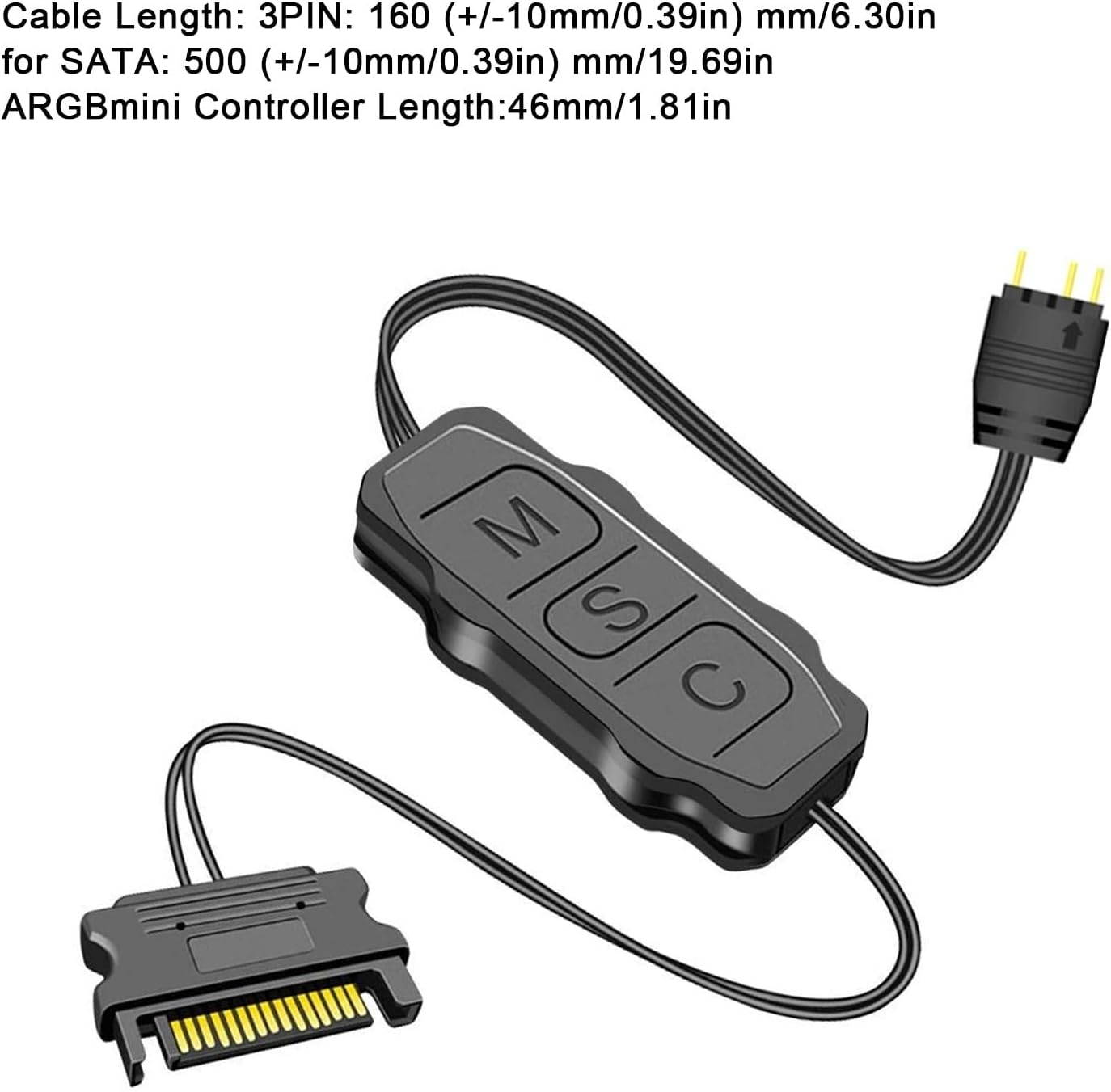 3Pin a RGB Controller, Light Stripe Controller, 5V 3 Pin Power Supply ARGB Light Stripe Remote Controller for PC Fans Coolers DIY ARGB Devices (Black) - White image number 3
