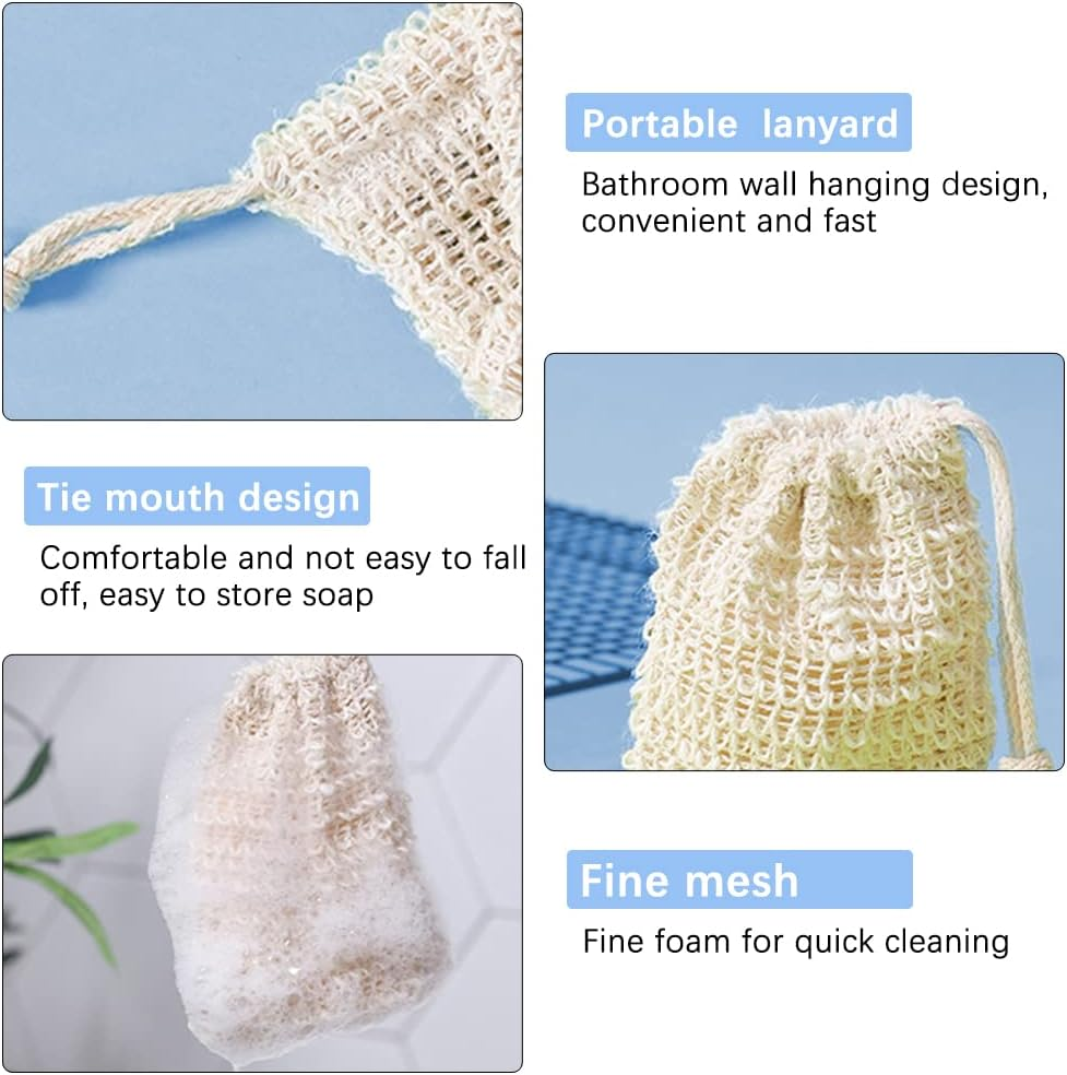 2Pcs Exfoliating Mesh Soap Saver Pouch Bag Sack, FHDUSRYO Handmade Soap Bubble Mesh Bags with Drawstring, Soap Bubble Mesh Net Bags for Face Washing, Body Cleansing image number 2