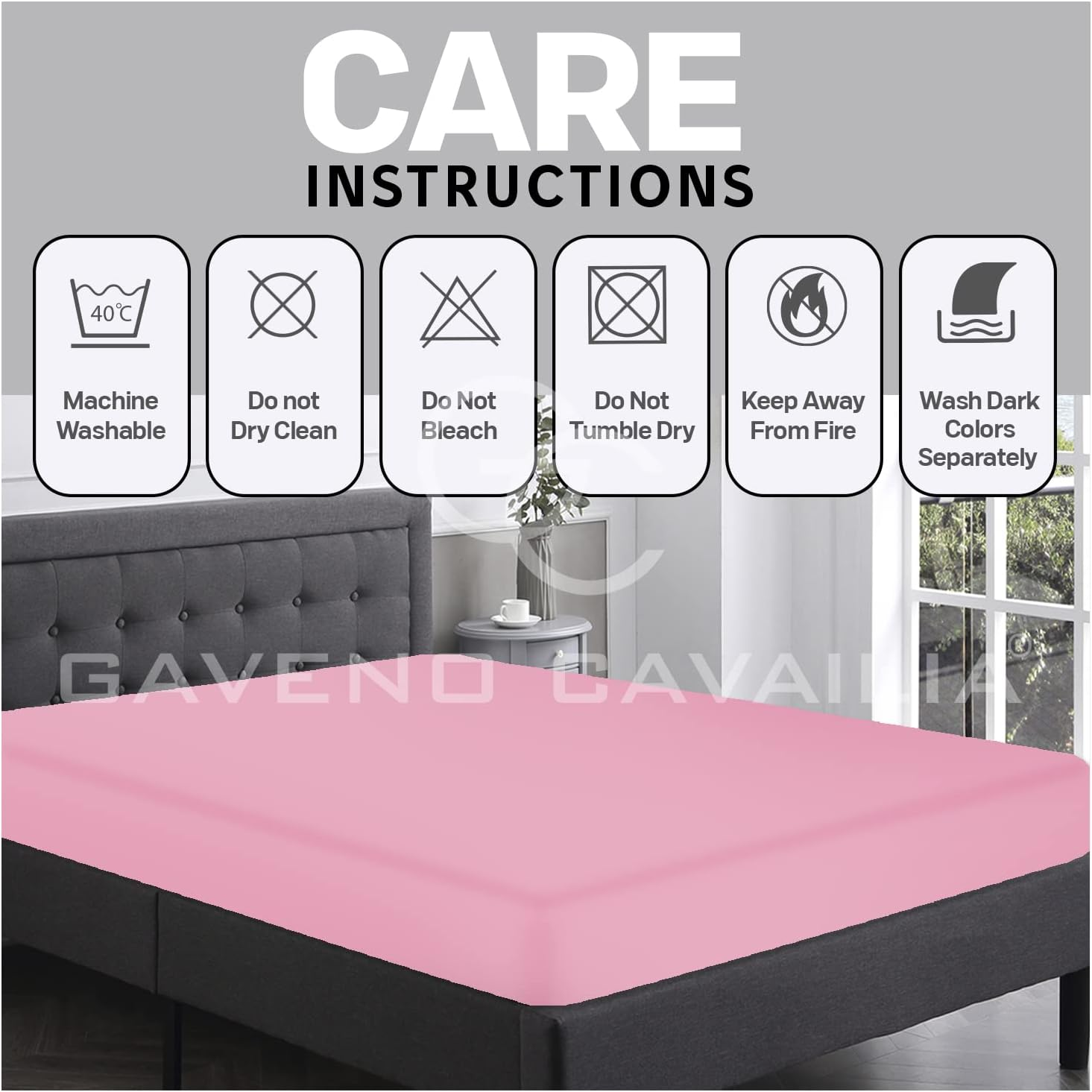 Premium Plain Dye Fitted Bed Sheet, Washable Bedding & Linen, Bobble Free Super Soft Bottom Sheet, Pink, 4Ft Double image number 6