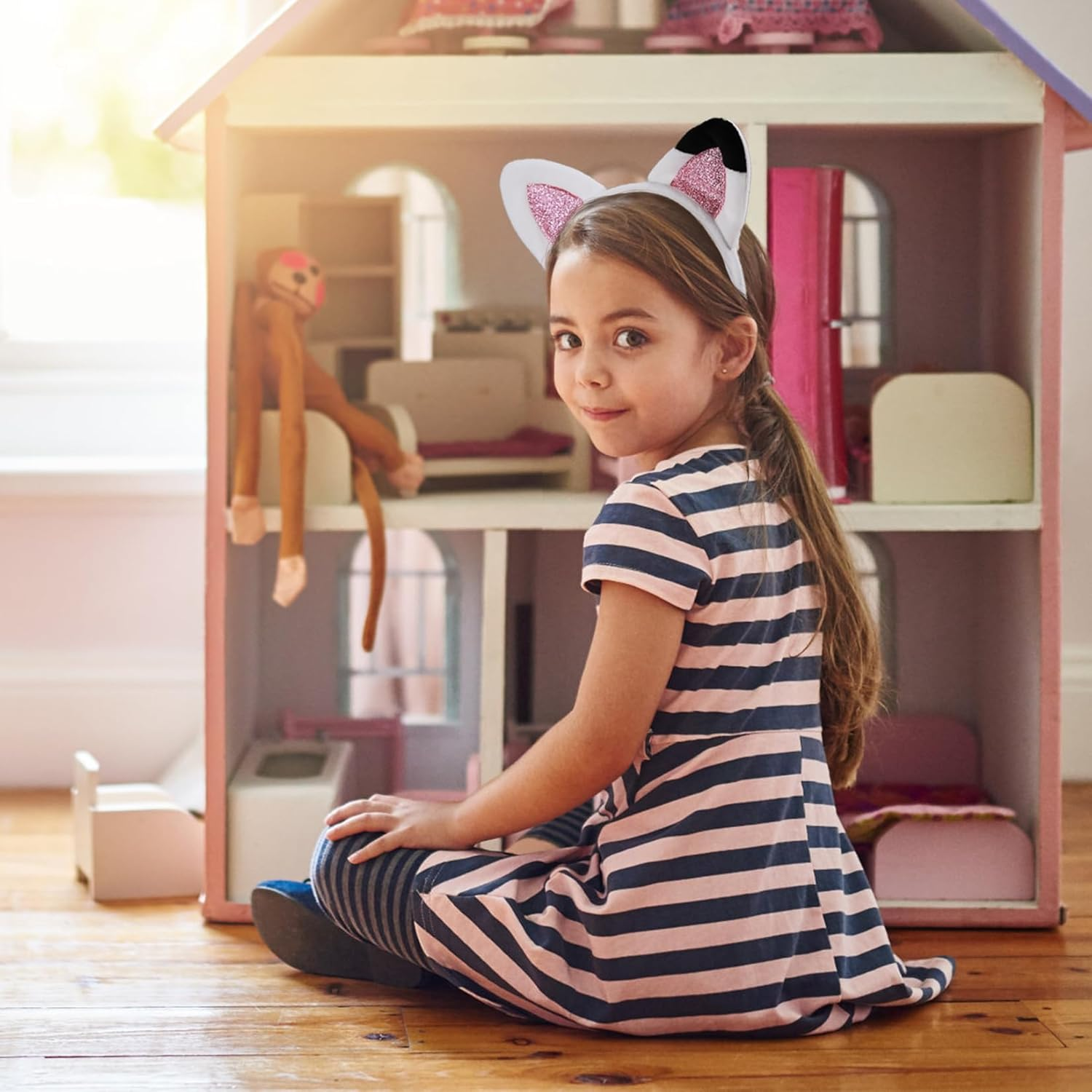 Creatoy Cat Ears Headbands for Kids Toddler Halloween Headband Glitter Hairband Accessories Birthday Party Supplies image number 1