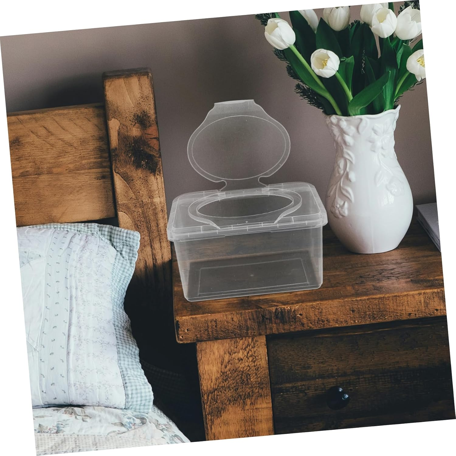 2Pcs Wet Wipes Storage Box Refillable Wipe Container Flip-Top Portable Tissue Holder for Car Outdoor Bathroom Use image number 6