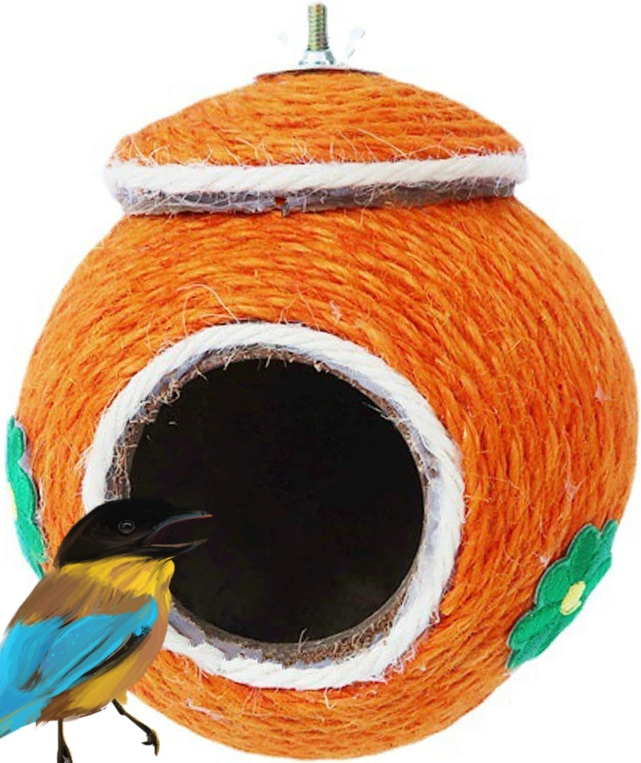 Bird House Handwoven Anti-Bite Bird Nest House Bed Breeding Nesting House for Bird Parrot Budgie Parakeet Lovebird Canary Finch image number 5