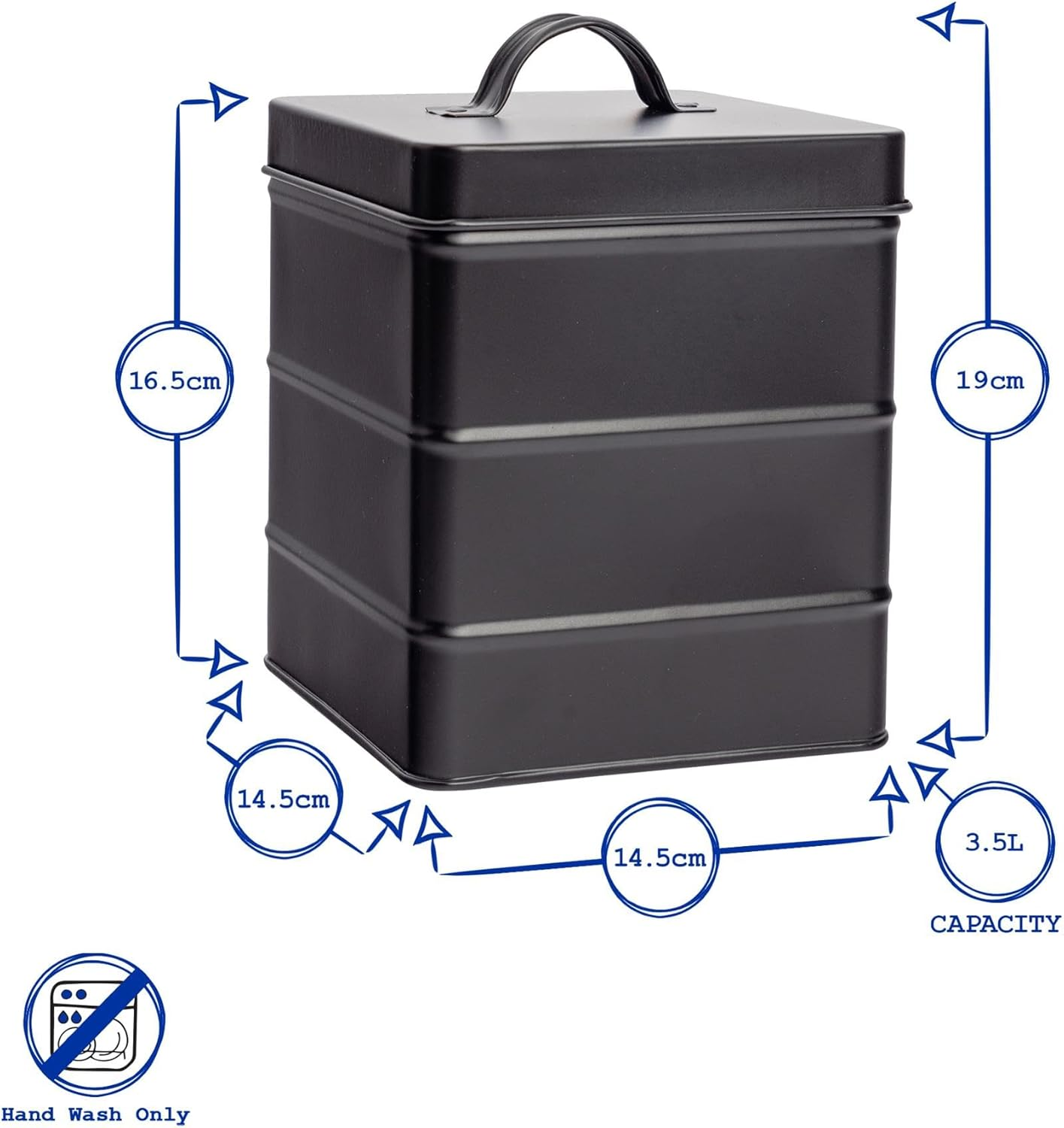 Harbour Housewares Vintage 3.5L Biscuit Tin with Labels - White - Metal Kitchen Biscuit Barrel Box Storage Bin Canister Cookie Jar Caddy Container image number 1