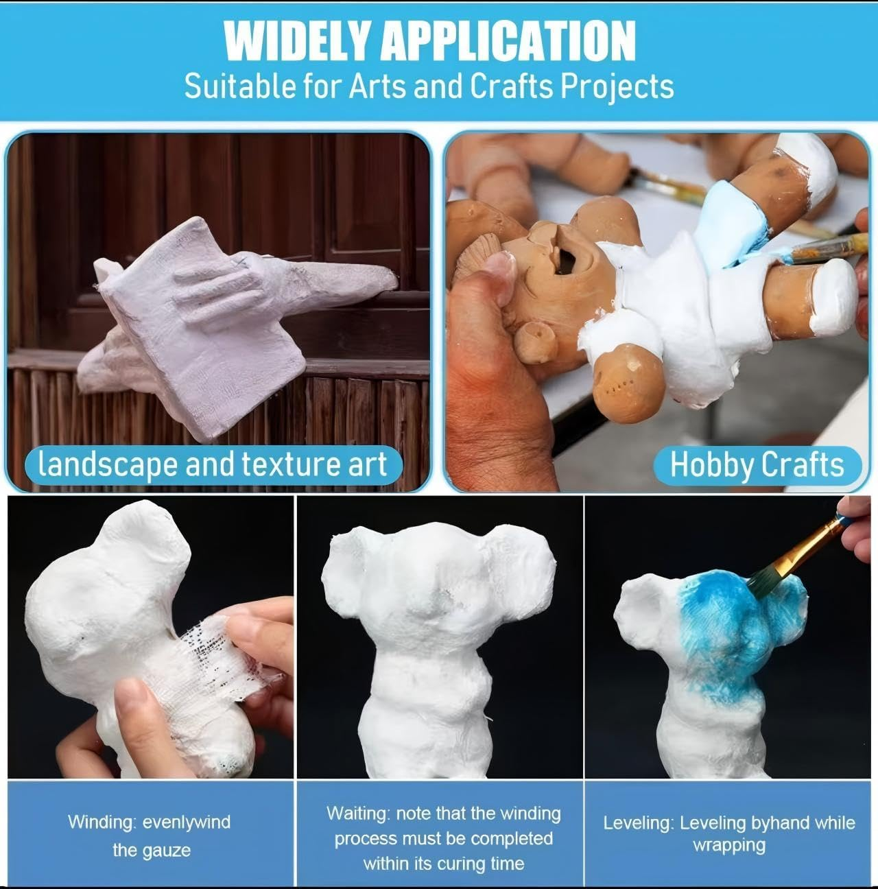 Plaster Bandages, 6 Rolls of 106 Inches, 2 Inch Width, Breathable Gauze Strips for DIY Crafts, Belly Cast, Body Molds, Mask Making, Scenery Art image number 6