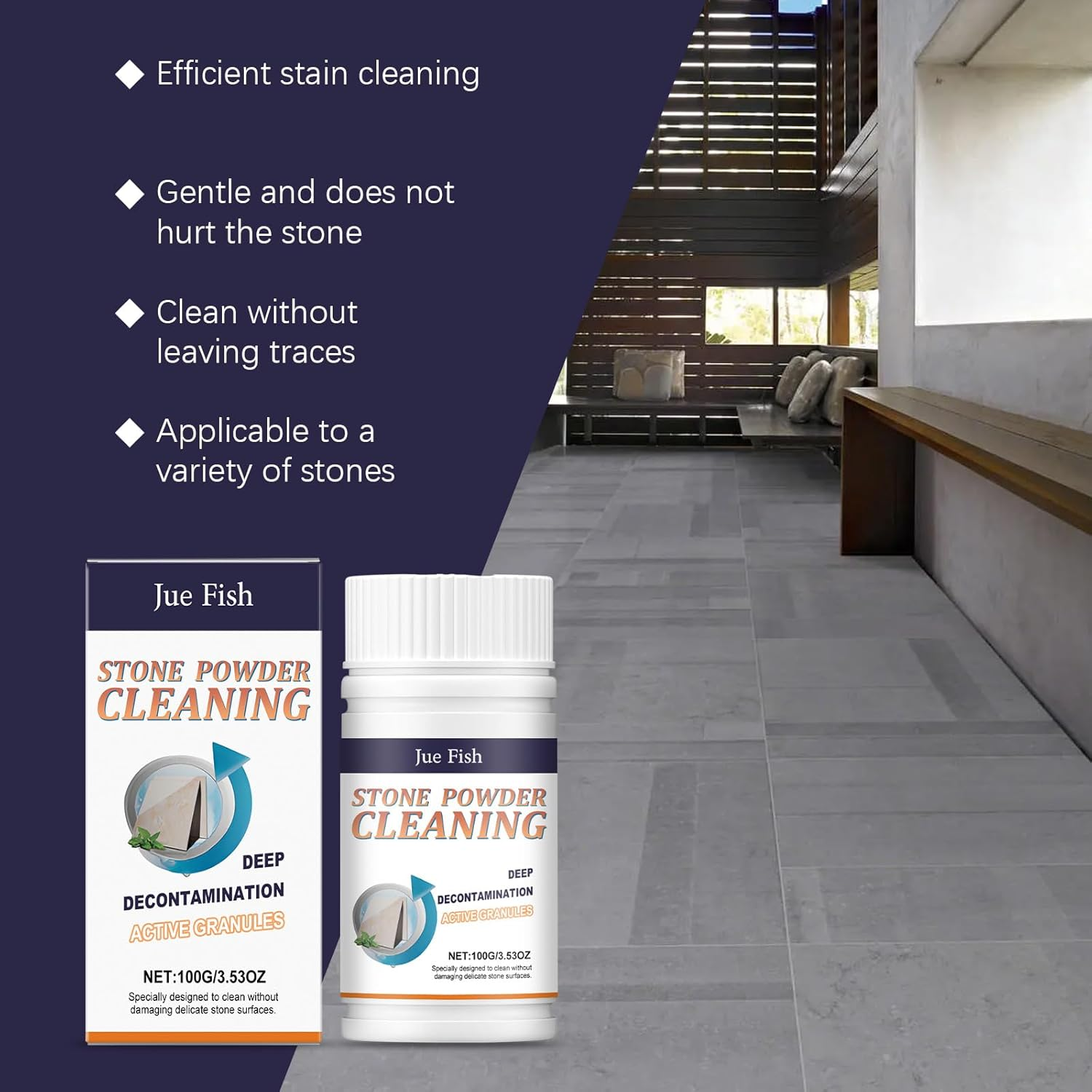 Stone Cleaning Powder, Deep Decontamination, 100G, Fast-Dissolving Stain Remover for Multiple Stone Surfaces image number 4