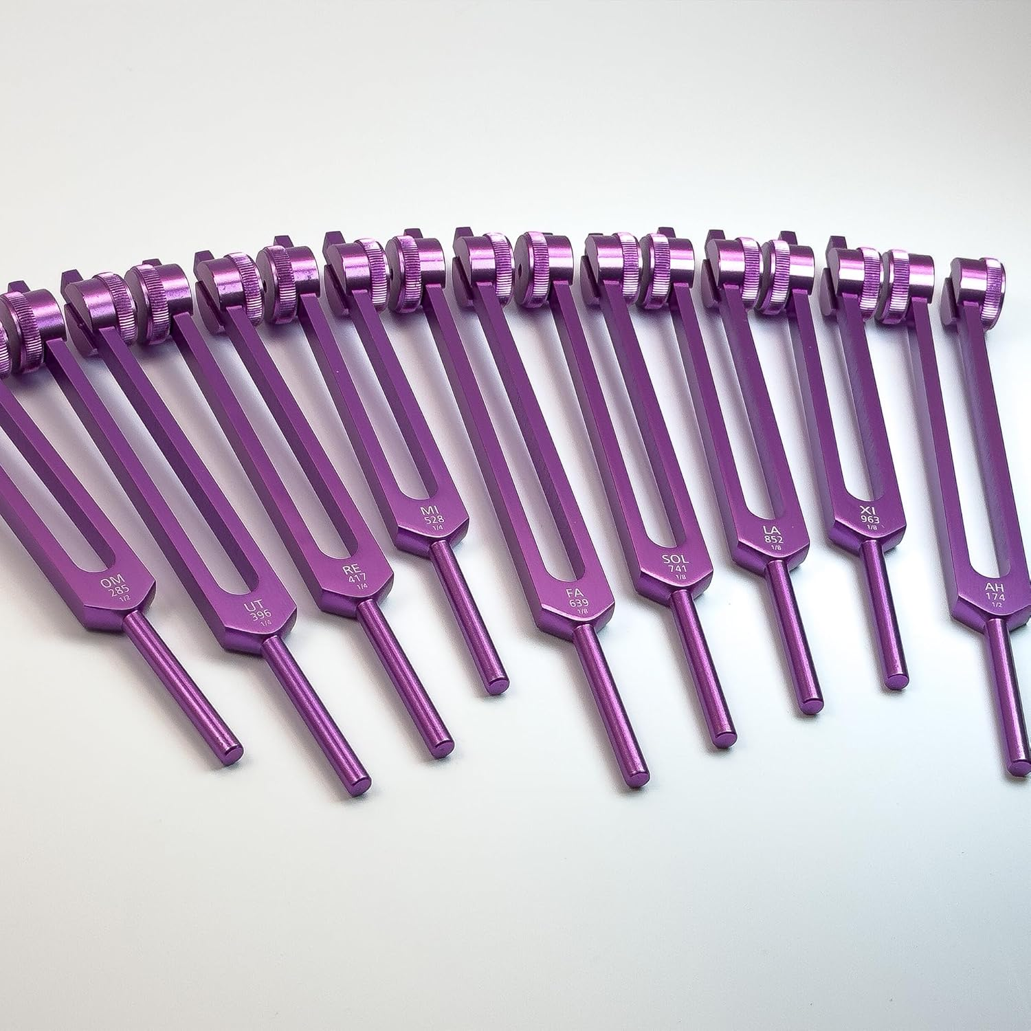 9Pc Secret Solfeggio Tuning Fork Set - Designed Specifically for Use with Boot Attachments - Cranial Stimulation, Bone-Tuning, Meridian Lines - Sound Healing and Biofield Harmonization &ndash; Multicolor