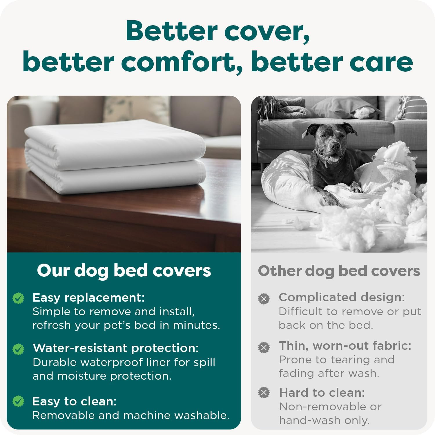 Furhaven Pet Dog Bed Cover - Water-Resistant Sofa-Style, Chaise, & Mattress Pet Bed Replacement Mattress Protector Interior Liner Cover for Dogs & Cats, Jumbo Plus