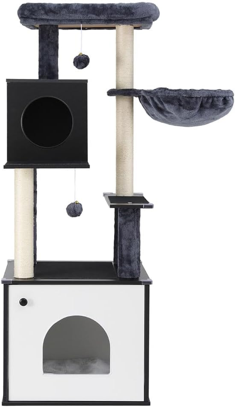 I.Pet Cat Tree Tower Scratching Post Scratcher 144Cm Wood Bed Condo House image number 1