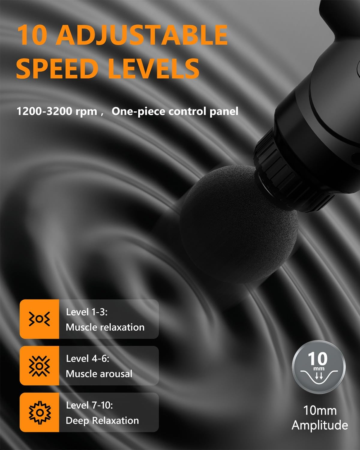 AERLANG Massage Gun, Massage Gun Deep Tissue, with 10 Speed Levels, Type-C Charging, Portable Handheld Muscle Massager, Home and Office Use, Ideal Gifts for Men image number 2