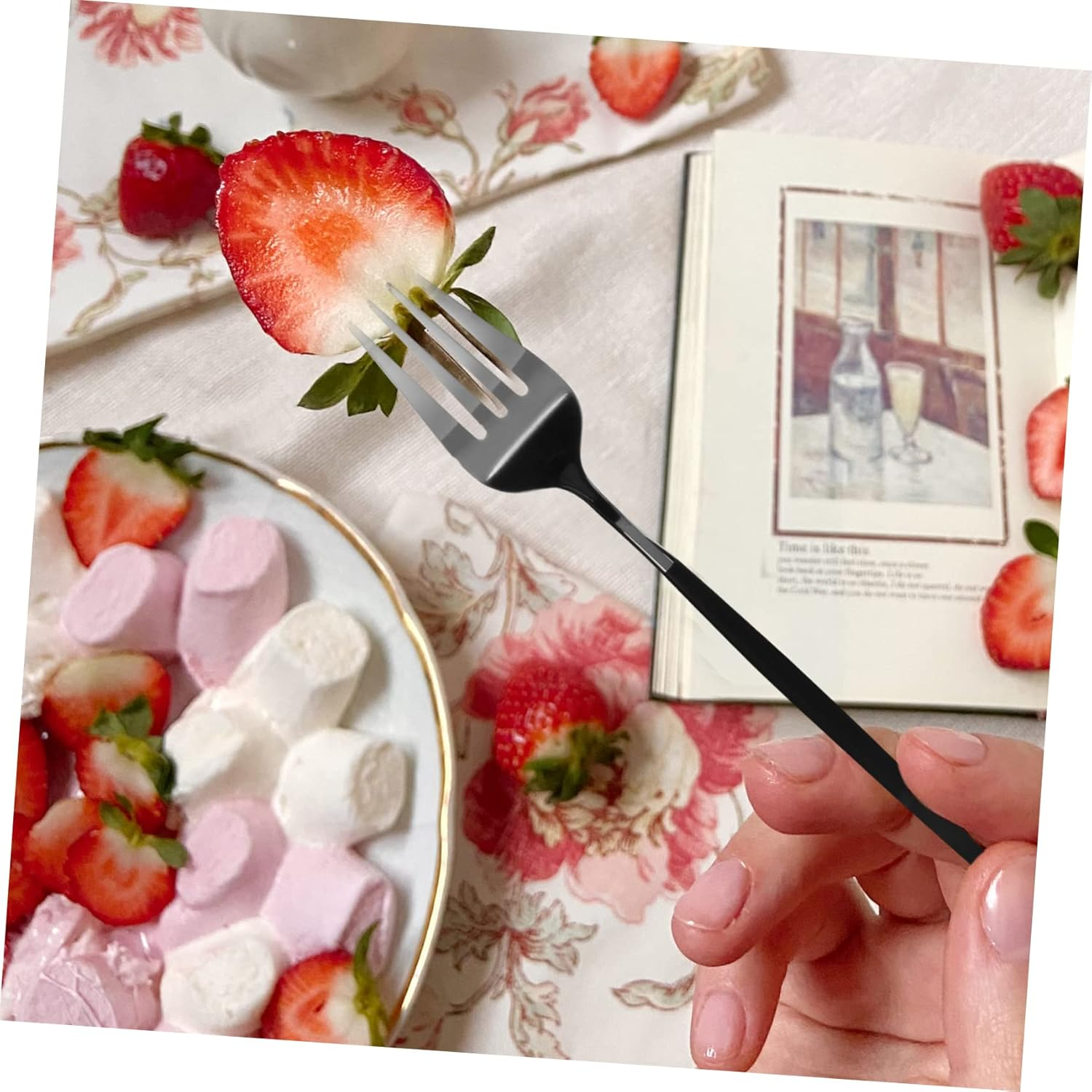 Dinner Set Fork Storage Case outside Picnic Tableware Travel Chopsticks Spoon Picnic Reusable Flatware Convenient Cutlery Bag Spoon and Black Stainless Steel image number 6