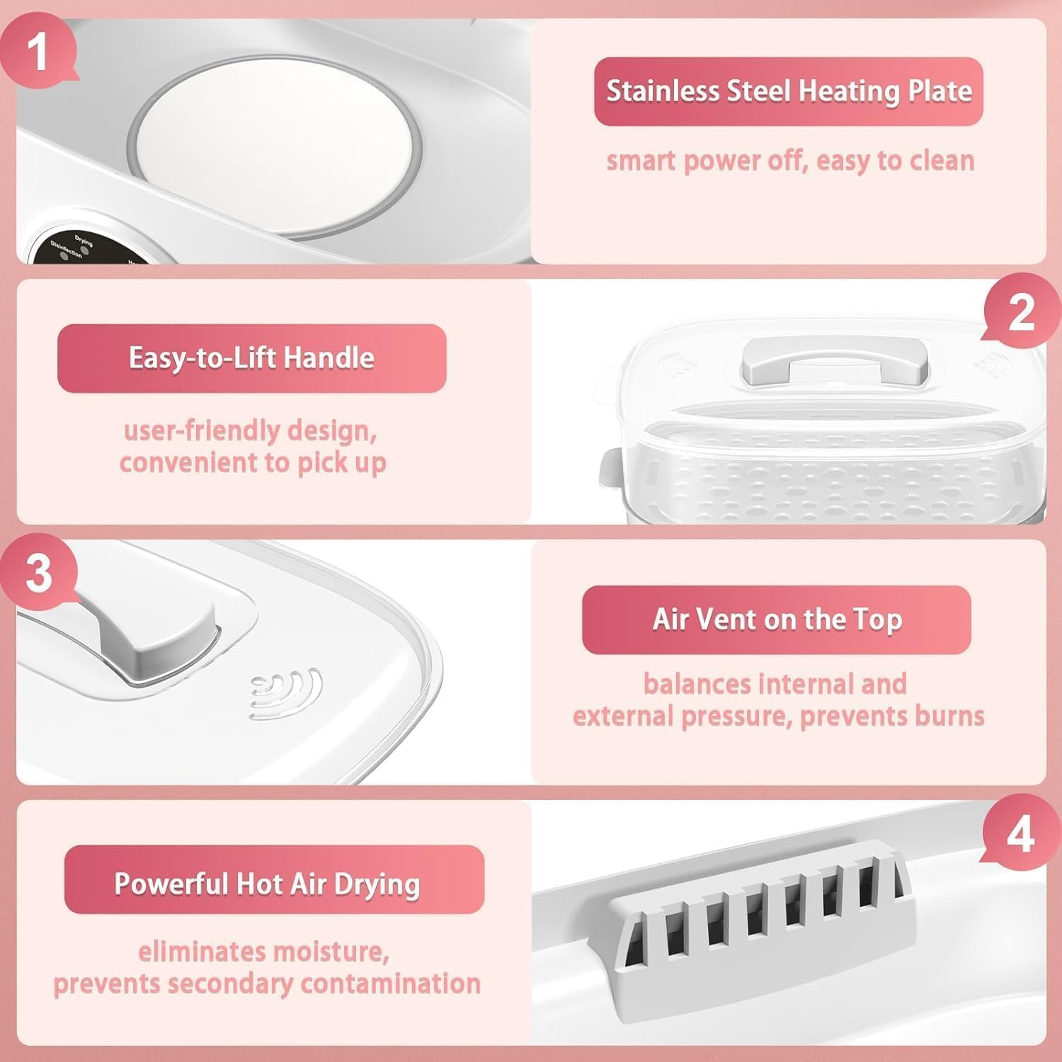 Baby Bottle Sterilizer and Dryer, 5-In-1 Large Capacity Bottle Sanitizer and Dryer, 2 Layers Compact Baby Bottle Electric Steam Sterilizer and Dryer for Baby Bottles, Pacifiers, Pump Parts