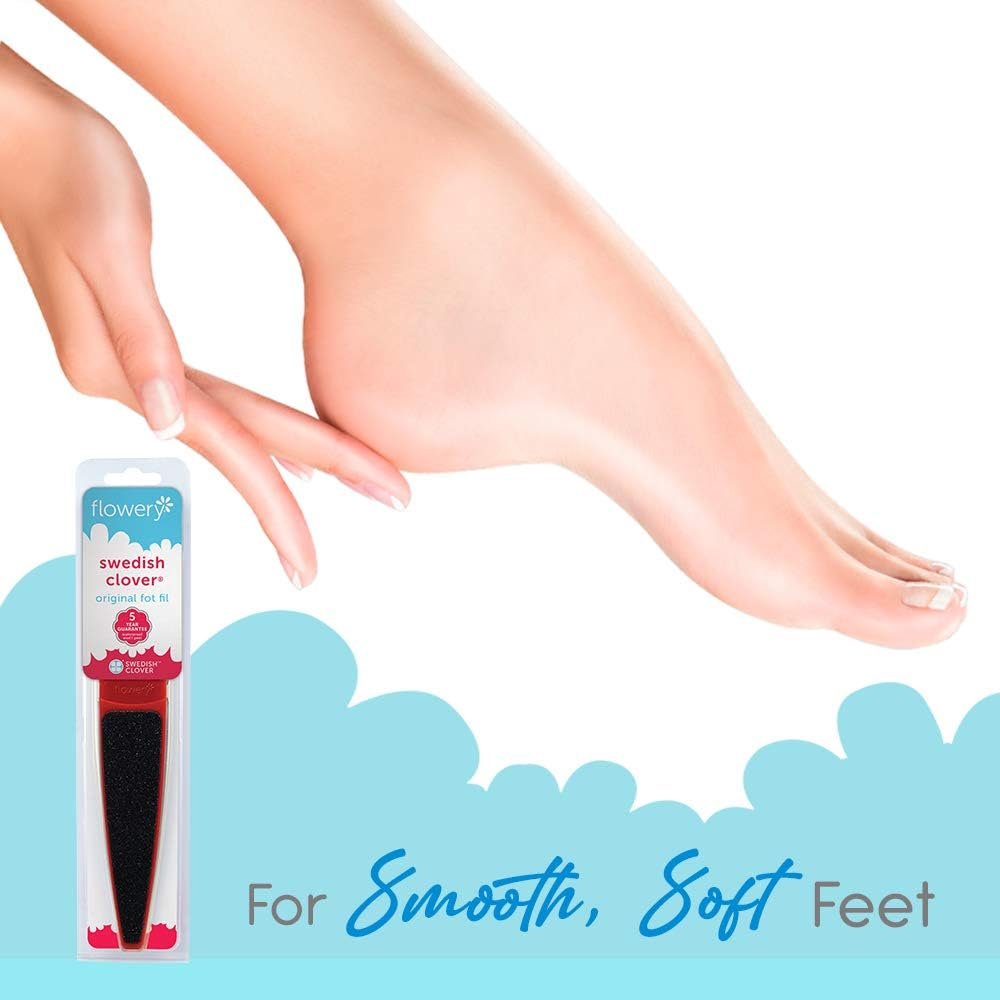 Flowery Original Swedish Clover Red Foot File, Pedicure Foot Scrubber, 60/100 Grit - RED image number 1