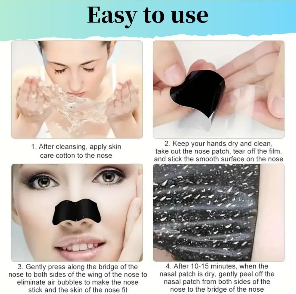 Nose Strips, 50 Pcs Deep Cleansing Pore Strips, Blackhead Remover,Blackhead Removal Tool,Suitable for Men and Women Black image number 4
