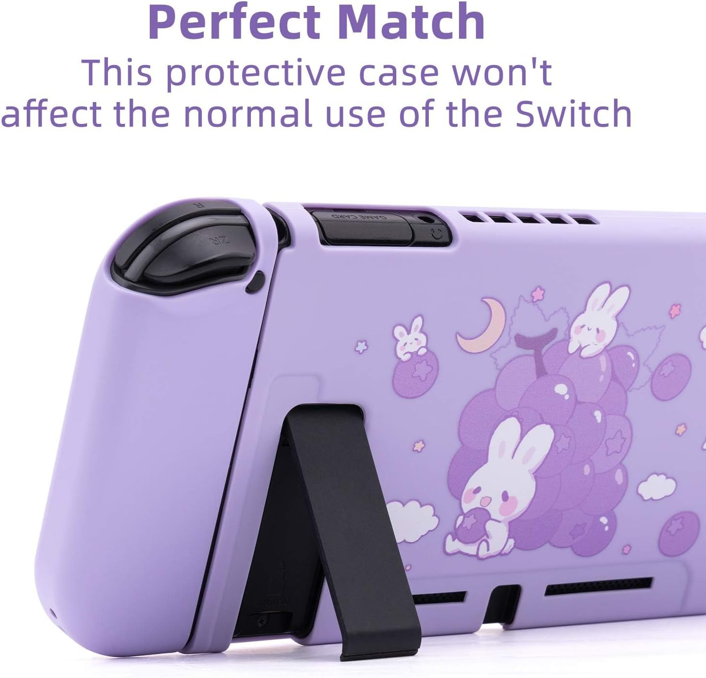 Geekshare Protective Case for Switch, Soft TPU Slim Case Cover Compatible with Switch Console and Game Console (Grape Bunny) image number 6