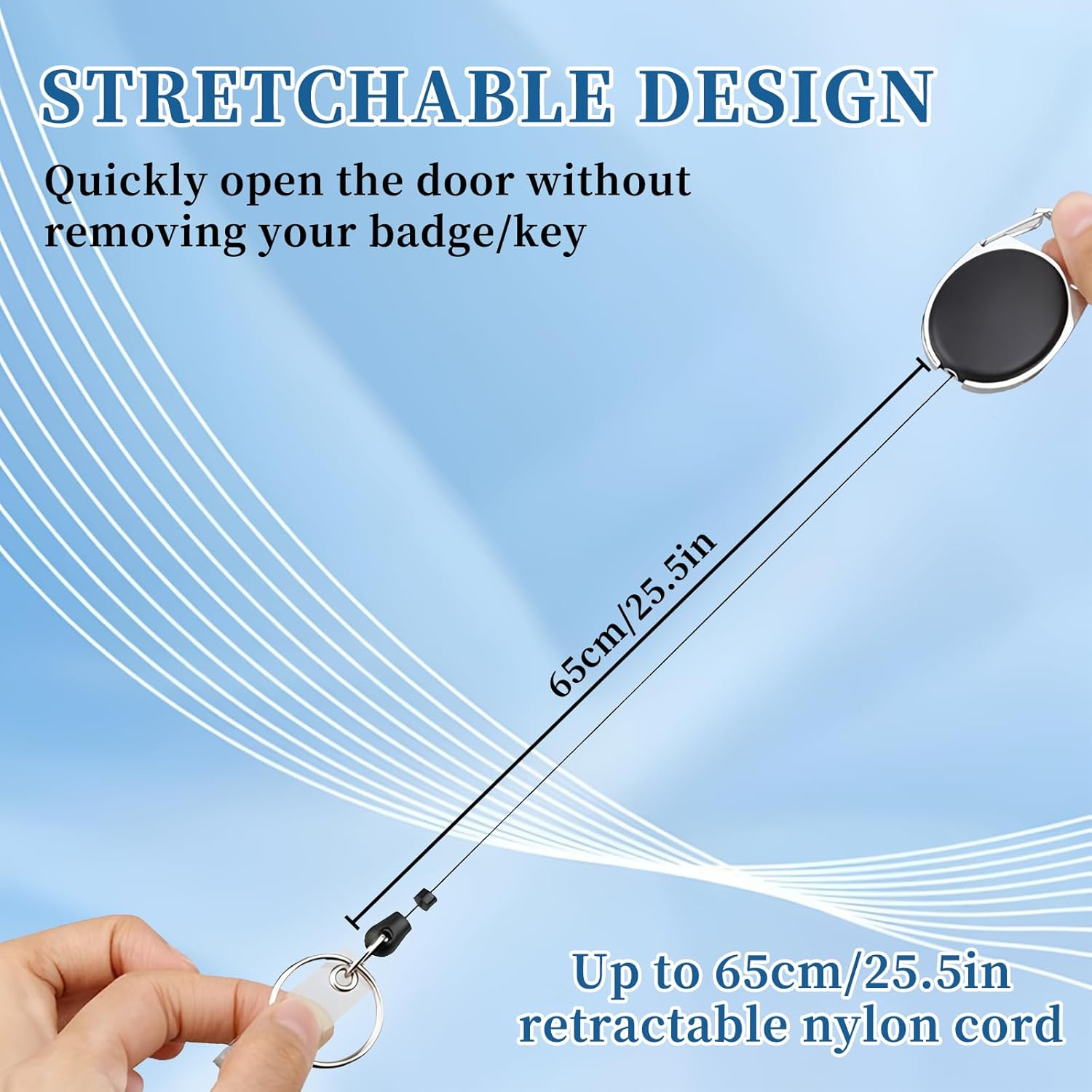 Retractable Keychain, 4 Pack ID Badge Holder with Retractable Badge Reel, ID Card Holder Retractable with Metal Clip and Keyring for Office, School image number 4