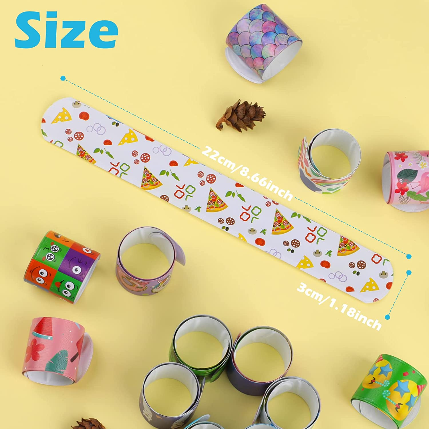 40 Pcs Slap Bracelets,Joogee Slap Wrist Bands with Designs Pattern Colorful Hearts Animal Slap Wrist Bands for Party Favors Bracelets Party Wrist Strap for Adult Teens Kids - 8.66" Assorted Colors image number 1