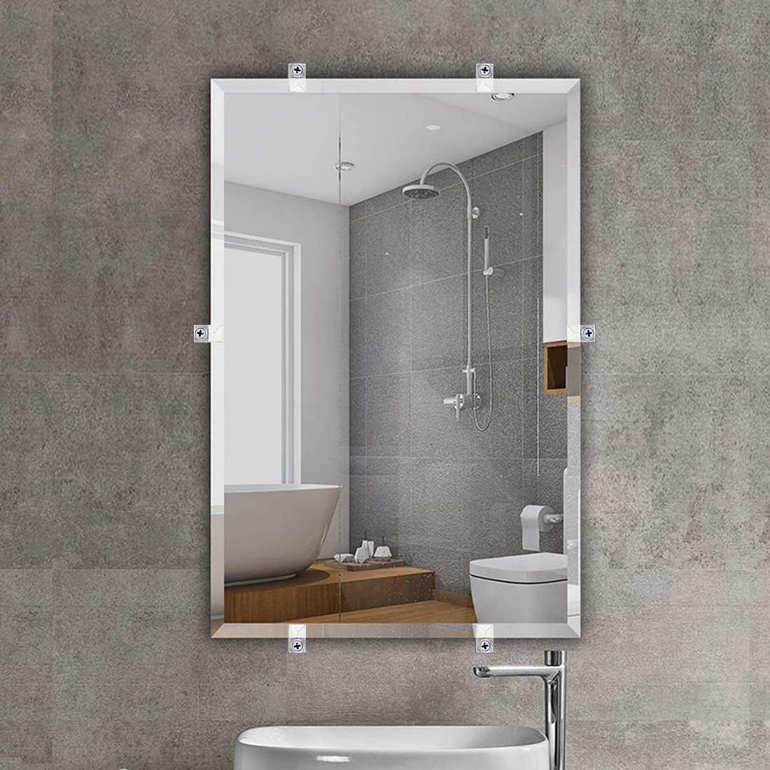 Bagteck 22 Sets of Mirror Holder Clips Kit,Crystal Clear Plastic Mirror Clip,Mirror Holder Clips Glass Retainer Clips Kit,Mirror Hanging Kit with Screws and Fixed Mirror Box Door(Classic Style) image number 1