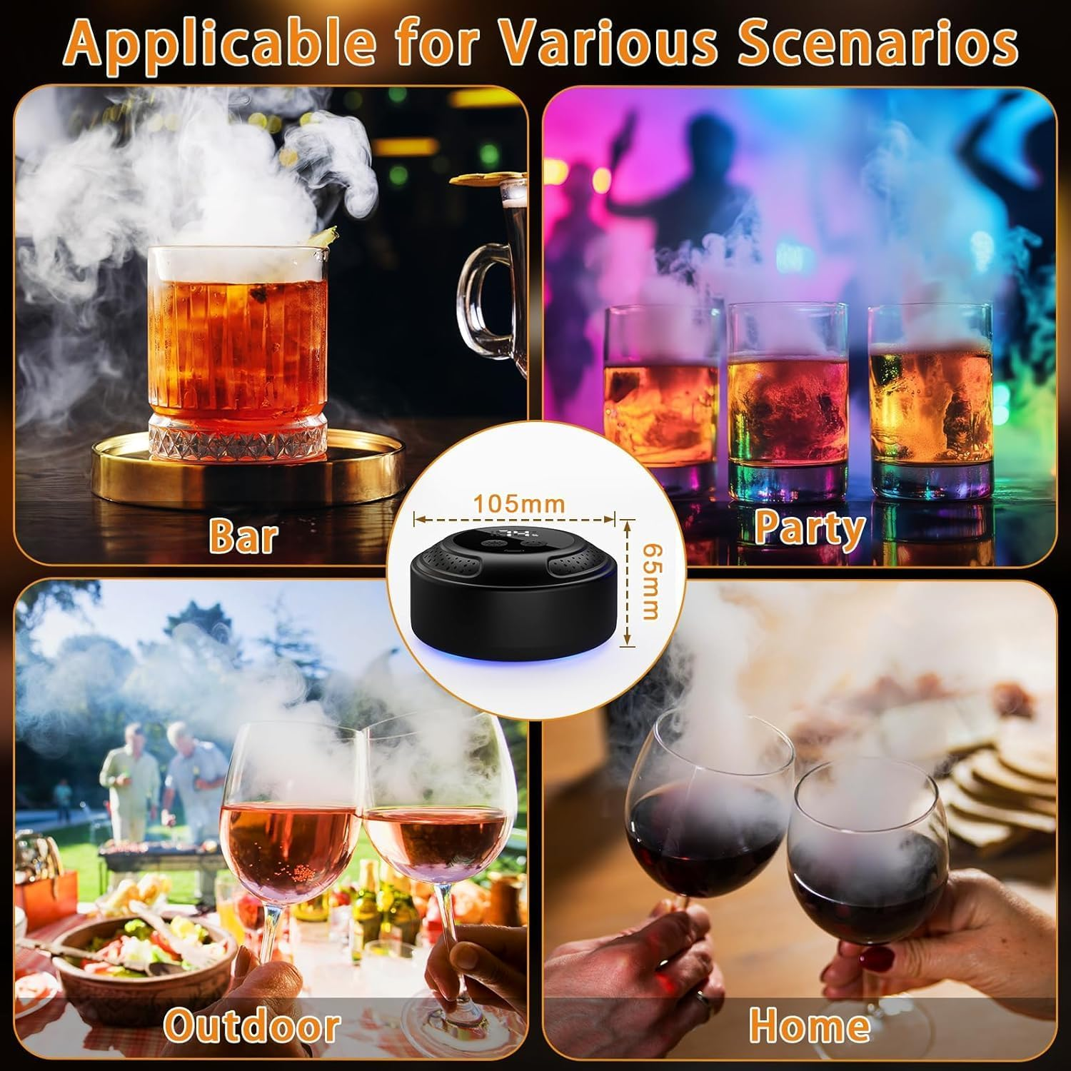 Electric Whiskey Smoker Kit, Old Fashioned Smoker Kit, Built-In Lighter & Ambient Light, 4 Reusable Ice Cubes 6 Wood Chips, Gifts for Men Dad Husband Whiskey Lovers image number 4